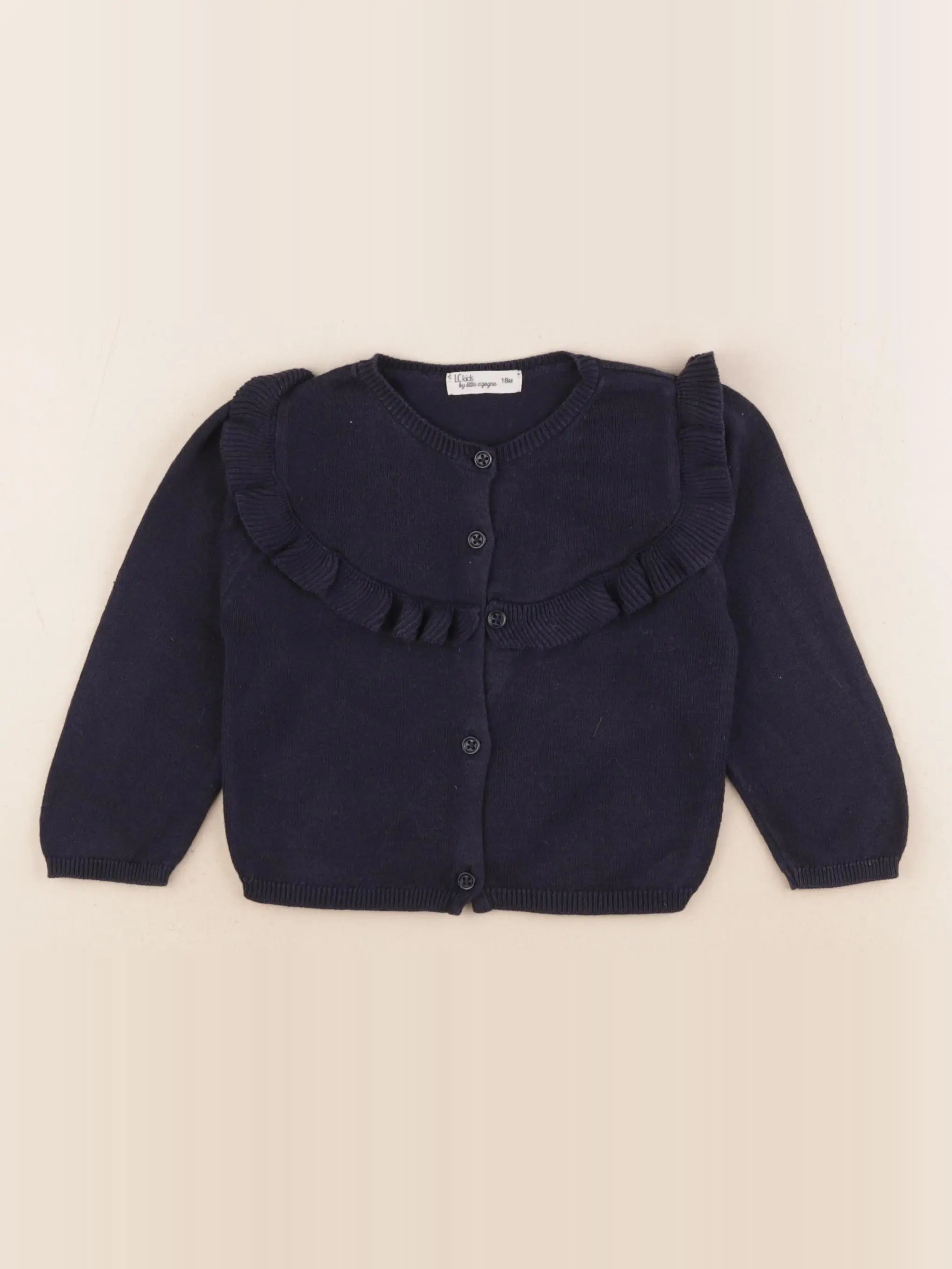 Little Cigogne - gilet bleu - 18 mois