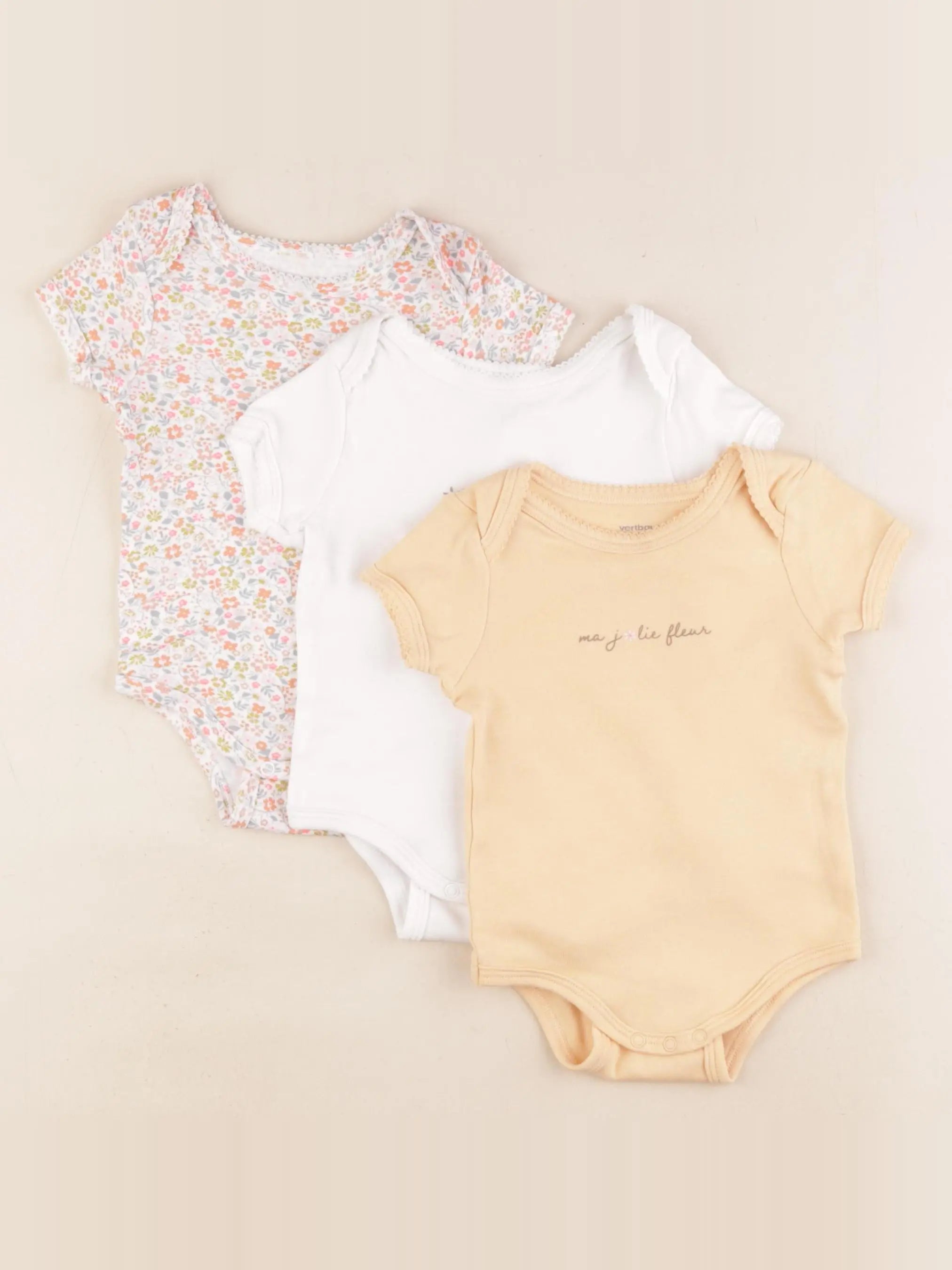 Vertbaudet - lot de 3 bodies en coton multicolore - 9 mois