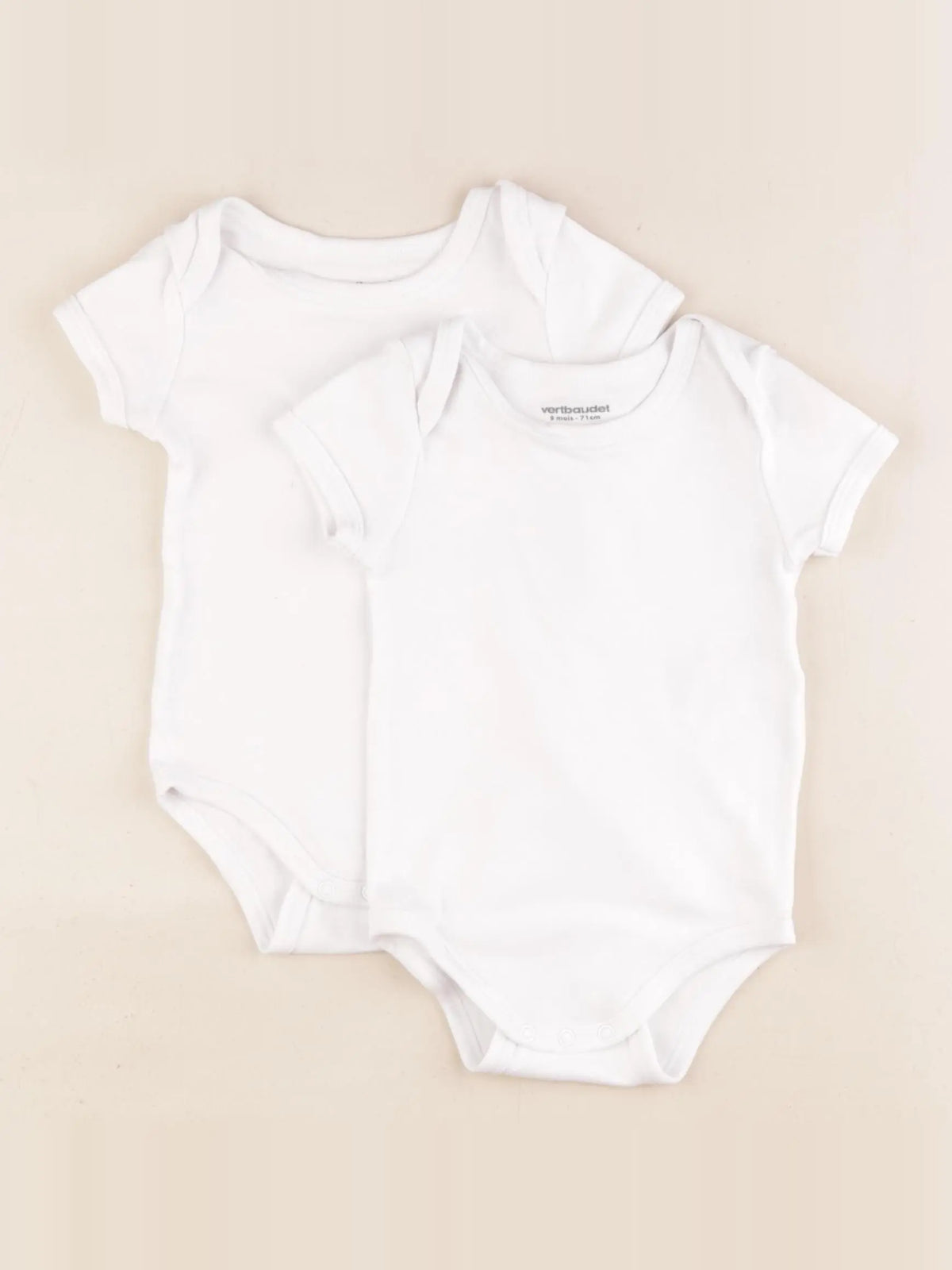 Vertbaudet - lot de 2 bodies en coton blanc - 9 mois