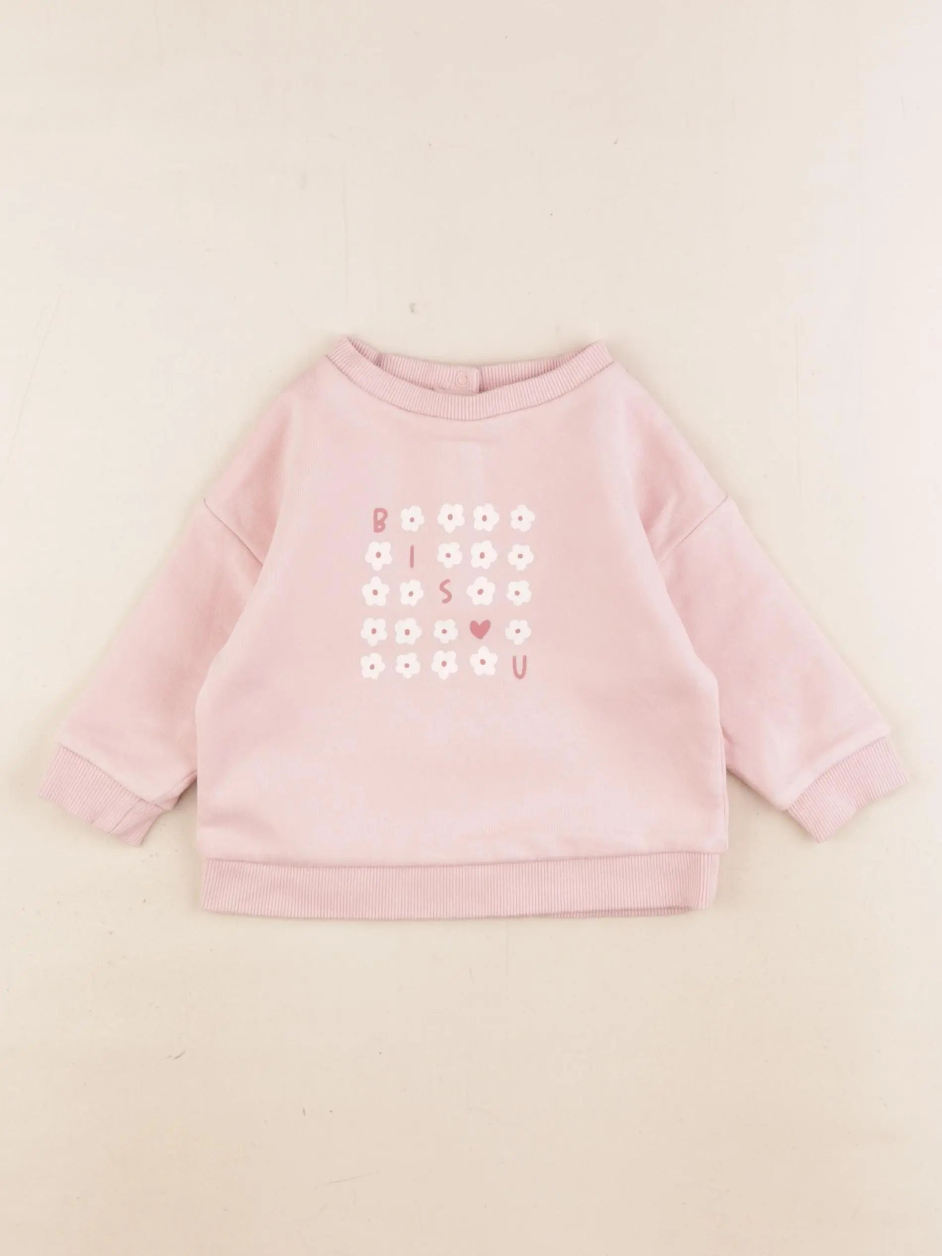 Vertbaudet - sweat rose - 9 mois