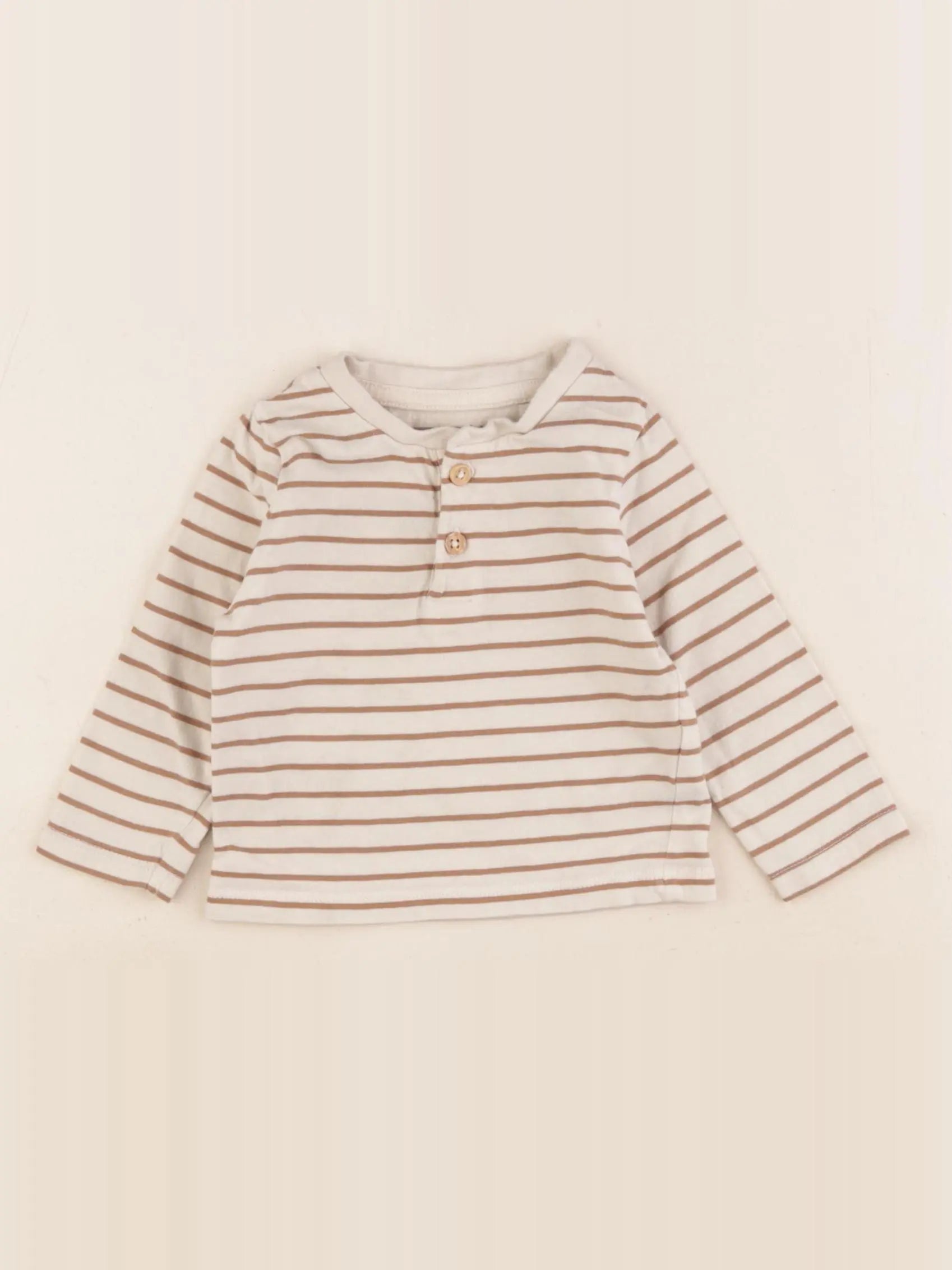 Vertbaudet - tee-shirt beige, marron - 6 mois