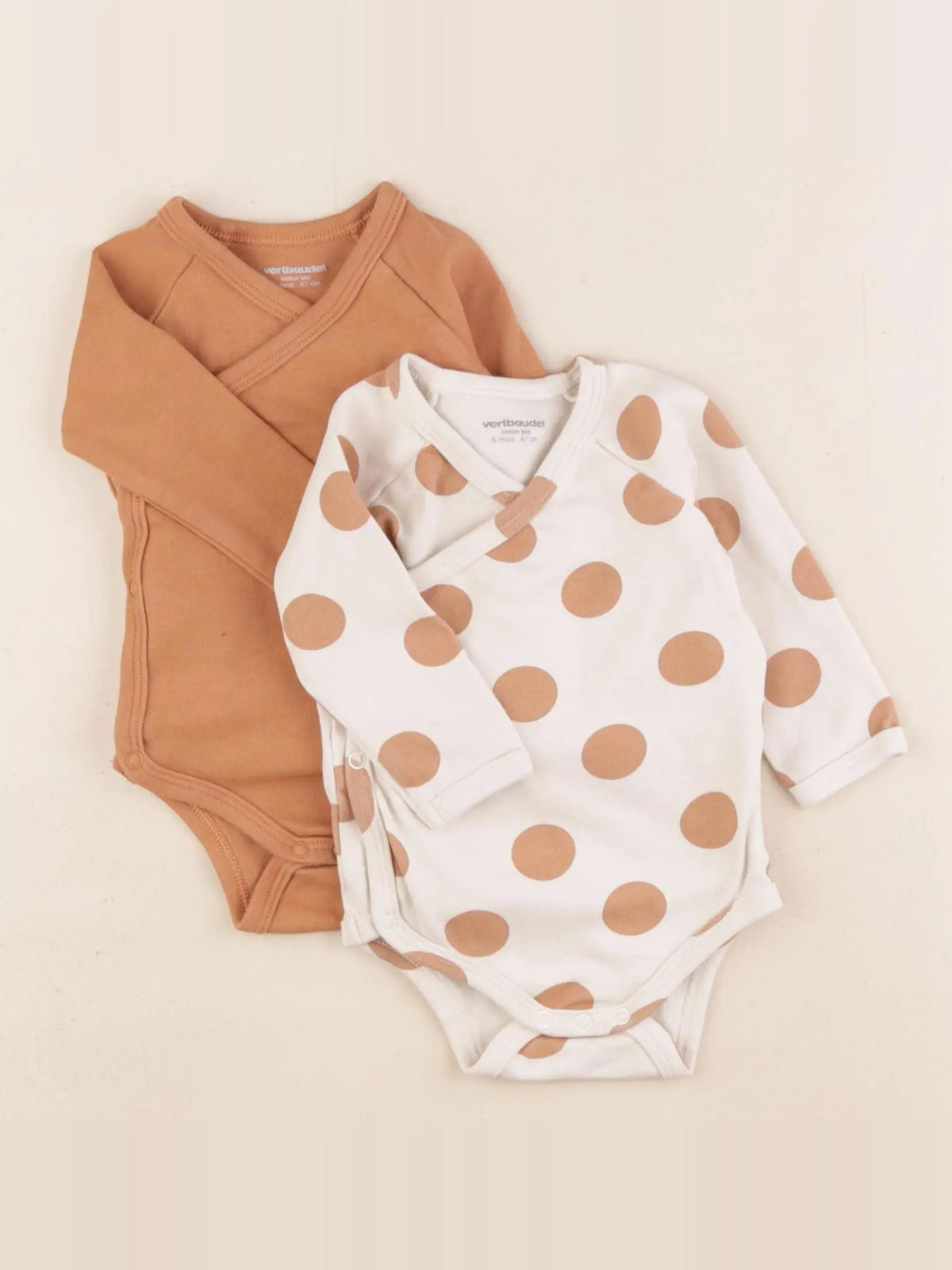 Vertbaudet - lot de 2 bodies en coton multicolore - 6 mois