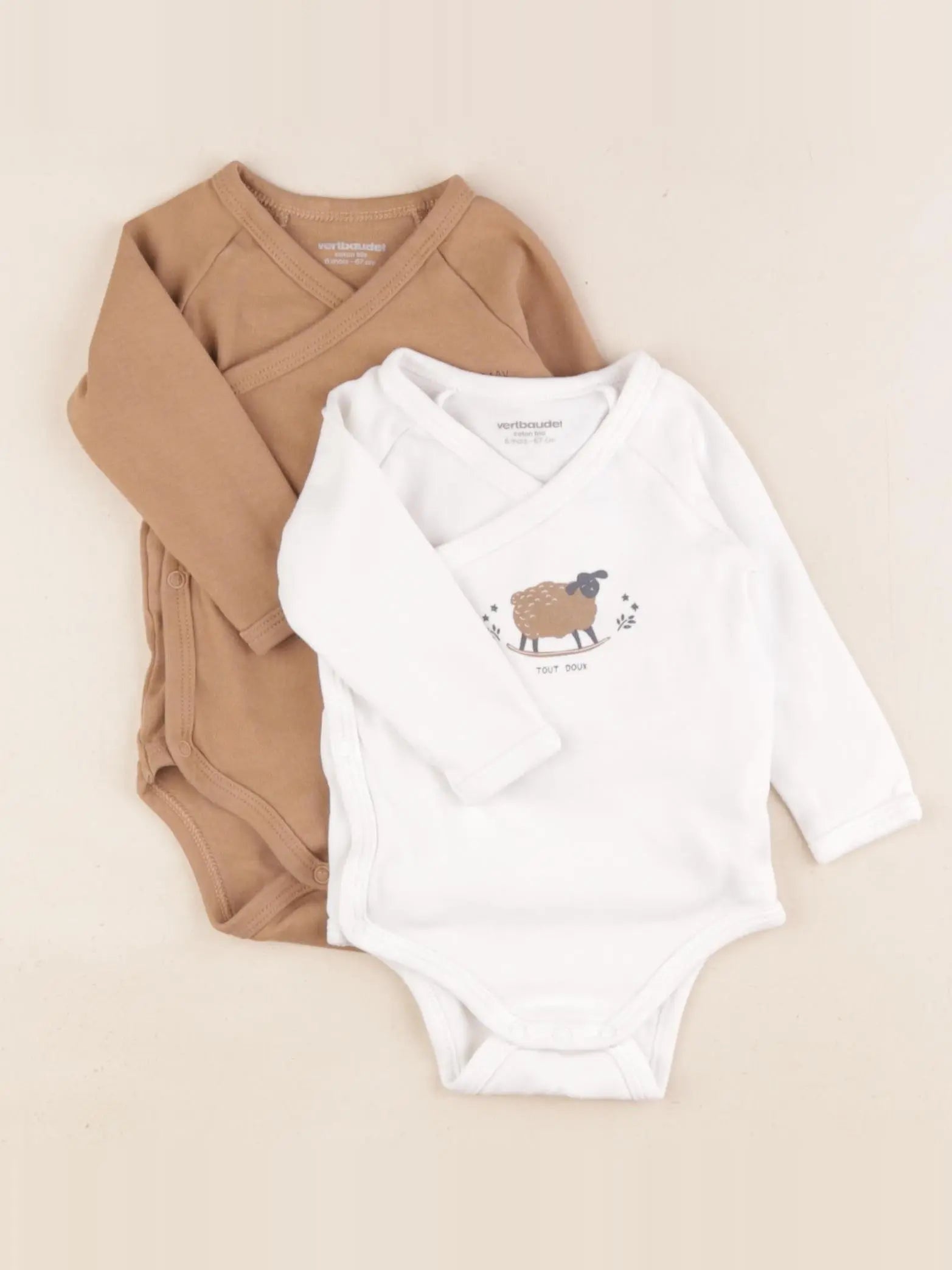 Vertbaudet - lot de 2 bodies en coton multicolore - 6 mois