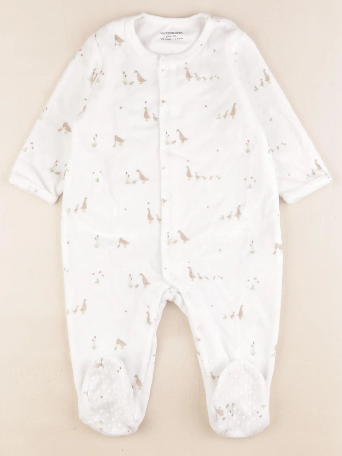 Vertbaudet - pyjama velours blanc - 12 mois