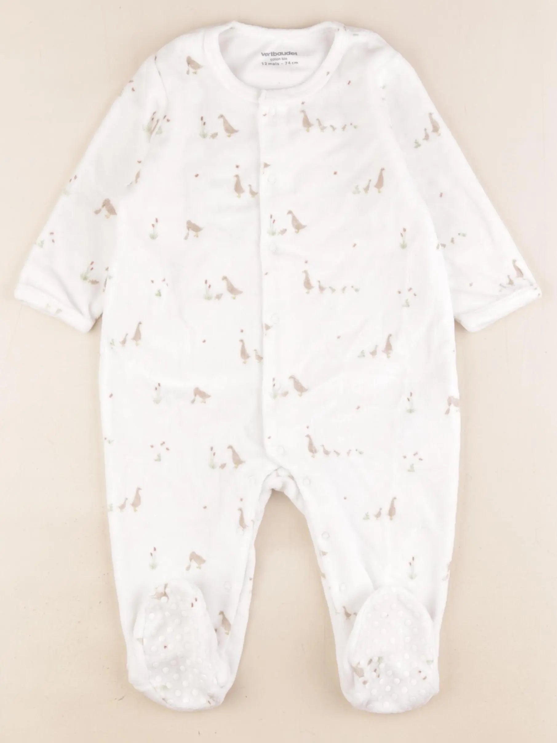 Vertbaudet - pyjama velours blanc - 12 mois