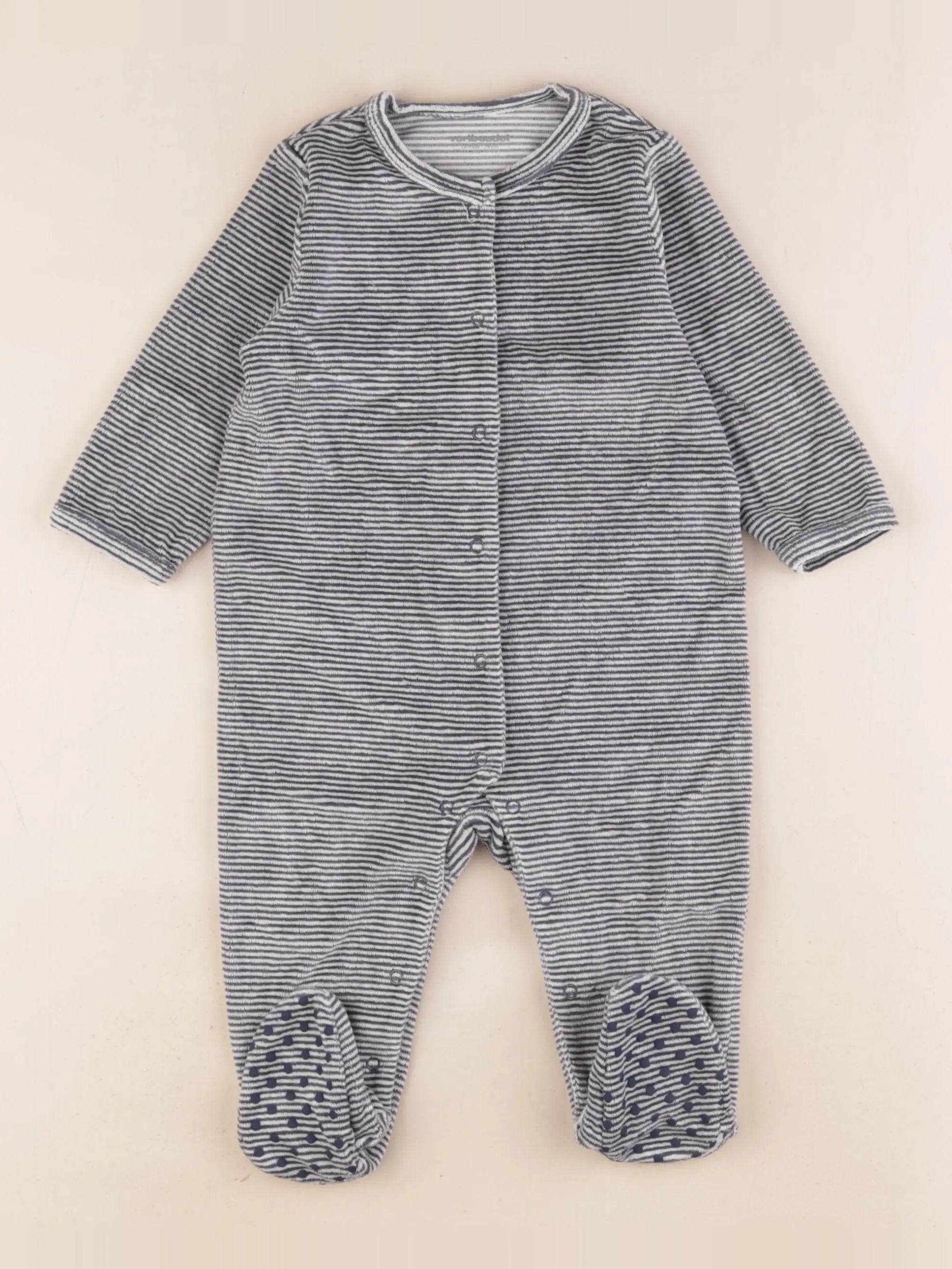 Vertbaudet - pyjama velours bleu - 12 mois
