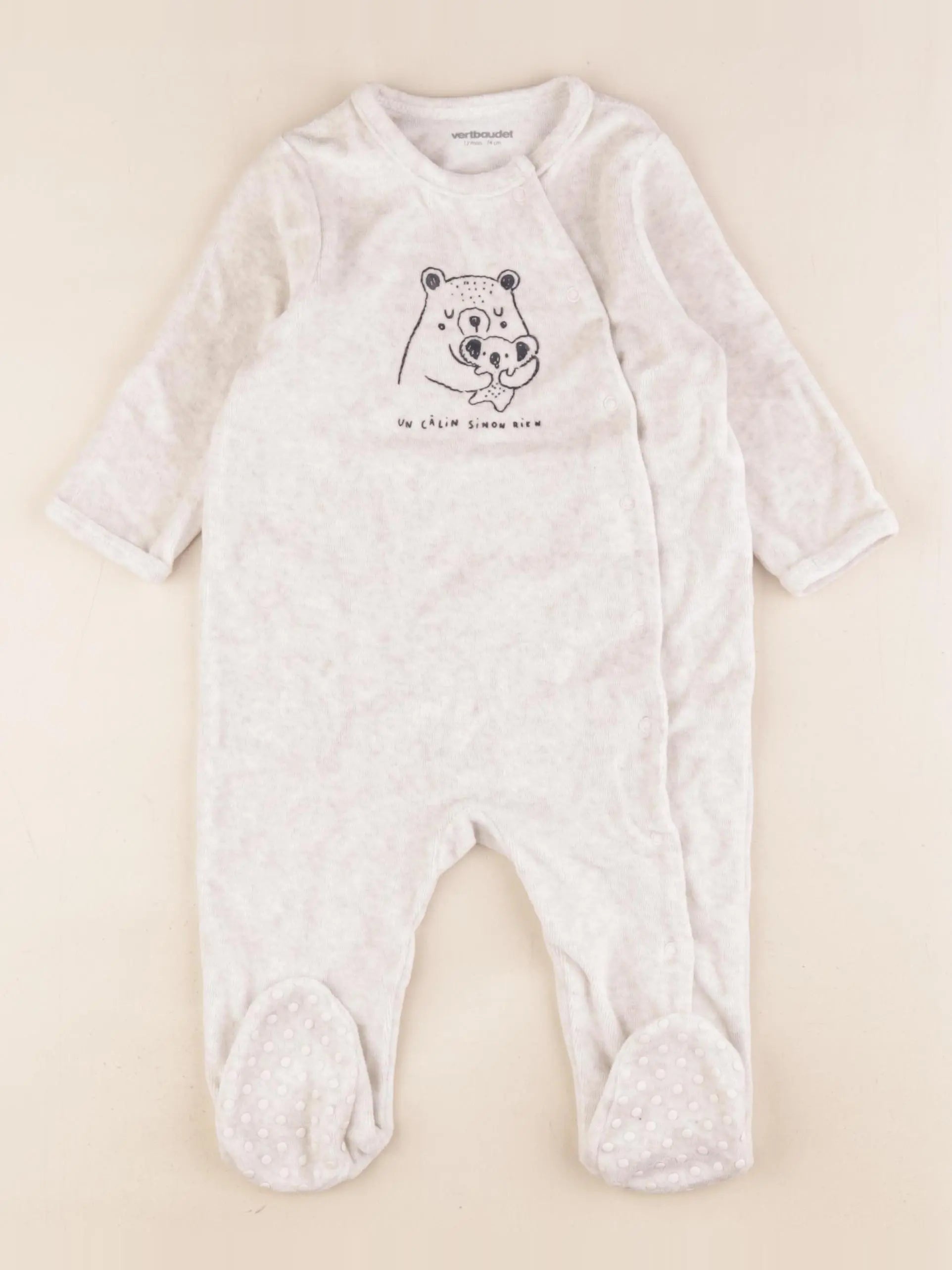 Vertbaudet - pyjama velours beige - 12 mois