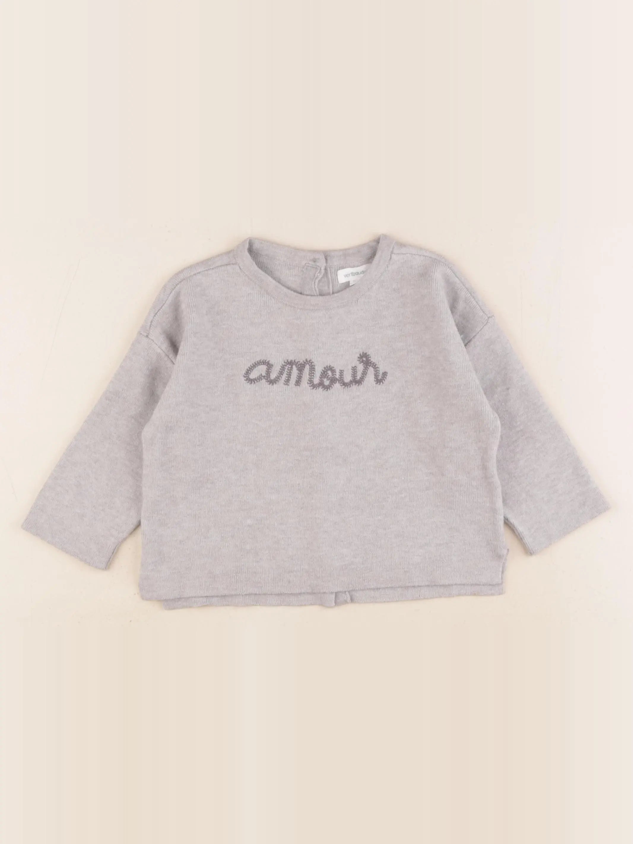 Vertbaudet - pull gris - 12 mois