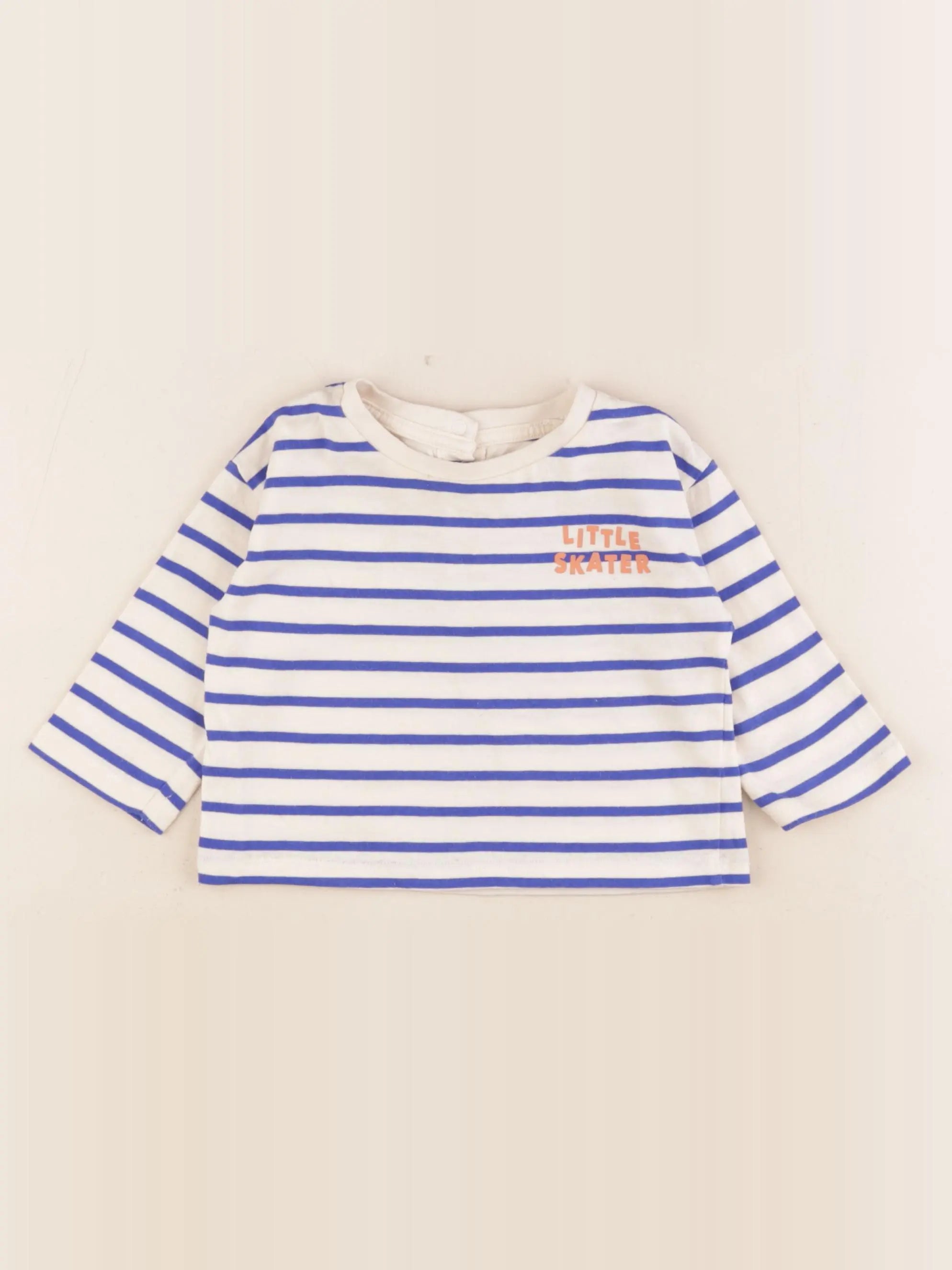 Vertbaudet - tee-shirt blanc, bleu - 9 mois