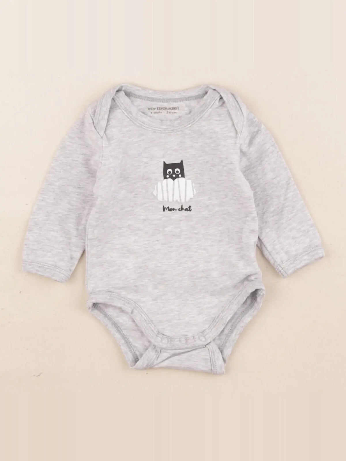 Vertbaudet - body gris - 1 mois