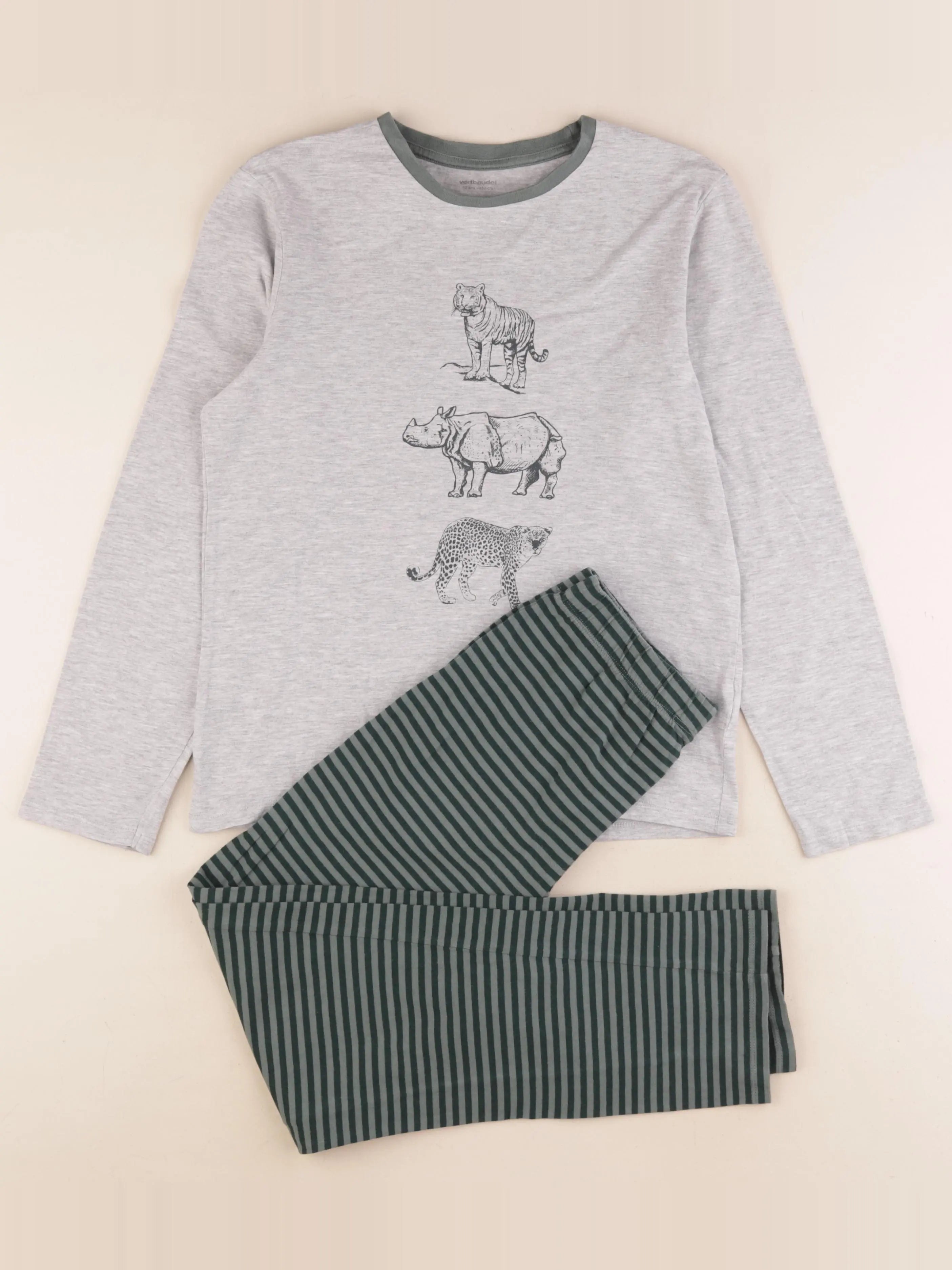 Vertbaudet - pyjama coton gris - 12 ans