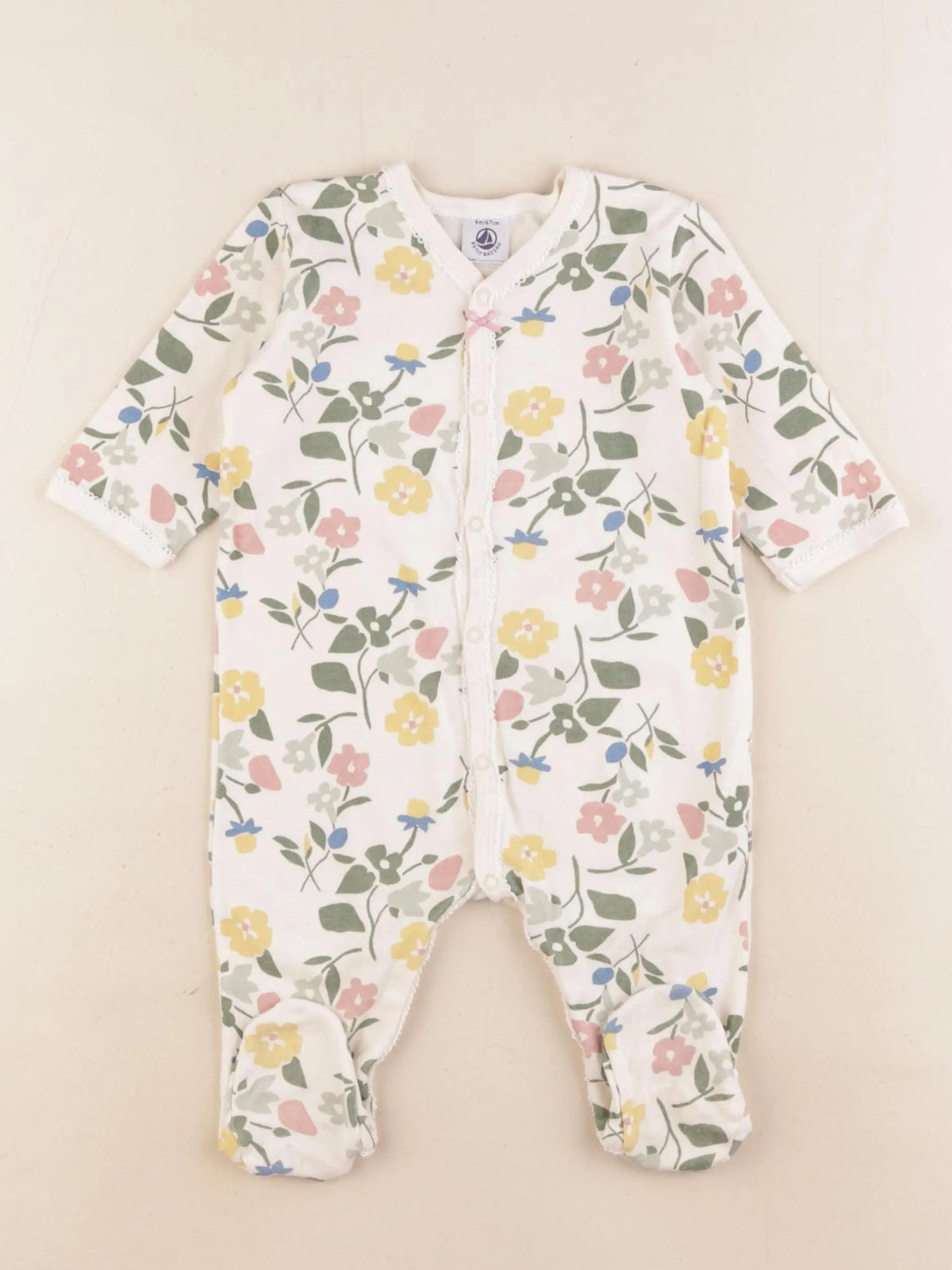 Petit Bateau - pyjama coton beige - 6 mois