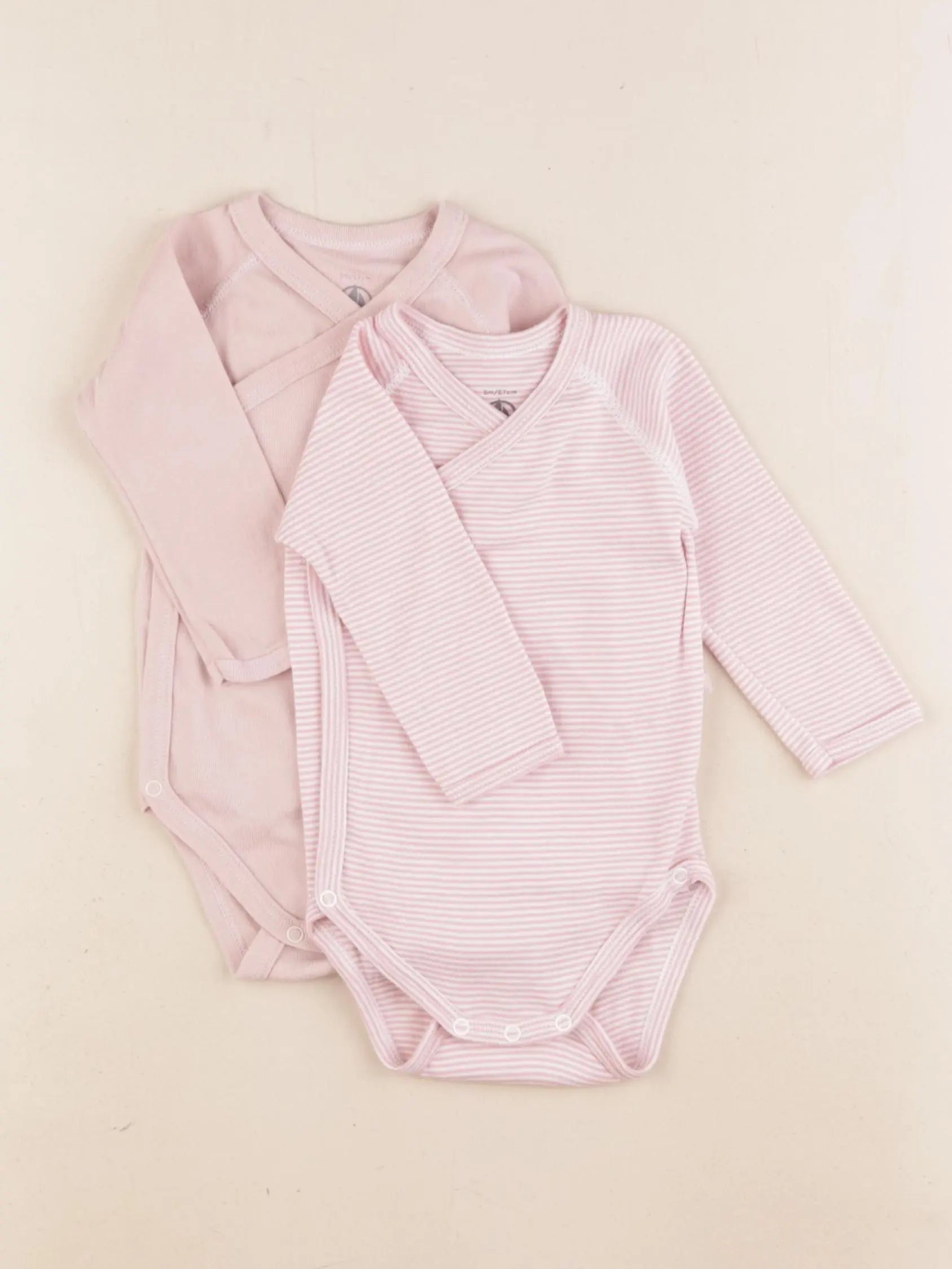 Petit Bateau - lot de 2 bodies en coton rose - 6 mois