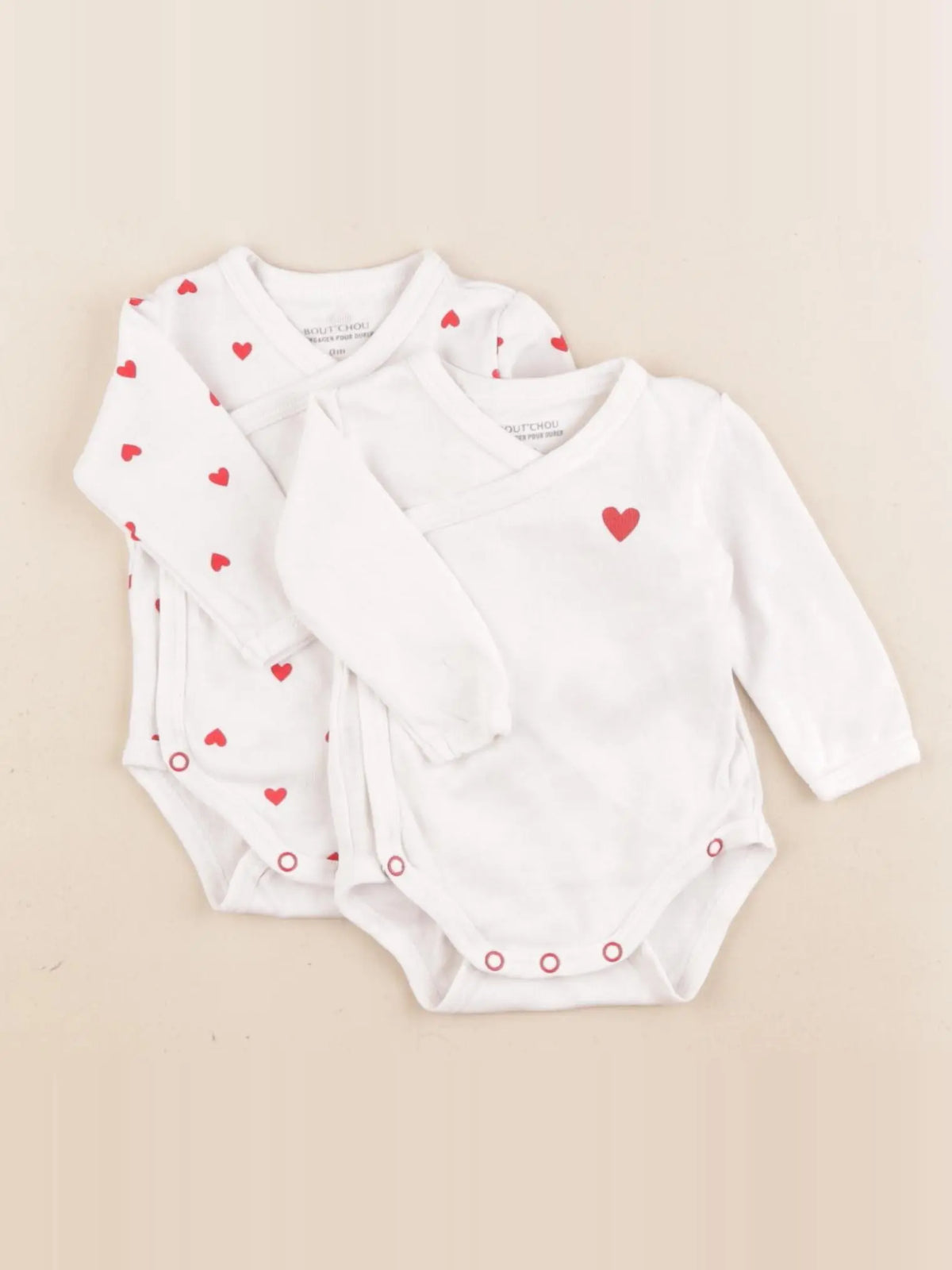 Boutchou - lot de 2 bodies en coton blanc - 1 mois