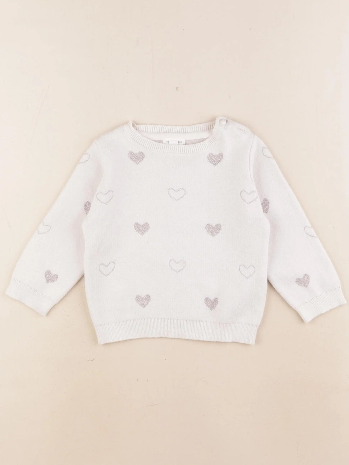 Vertbaudet - pull beige, or - 12 mois