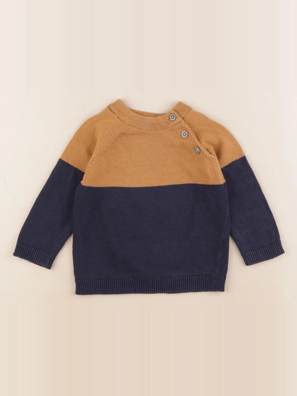 Vertbaudet - pull marron, bleu - 18 mois