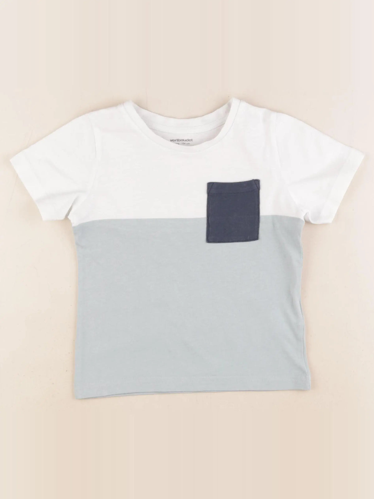 Vertbaudet - tee-shirt bleu, blanc - 4 ans