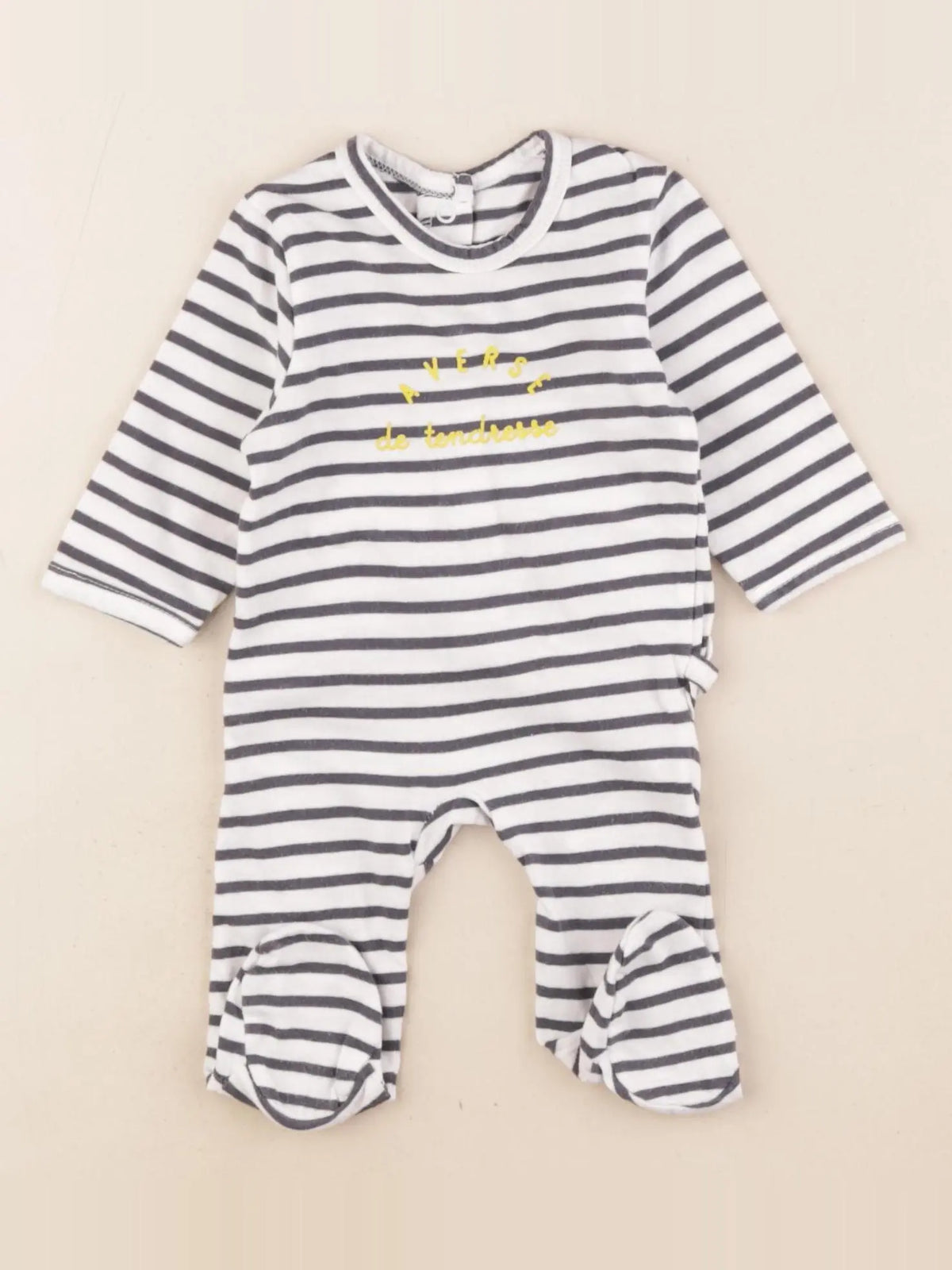 Vertbaudet - pyjama coton bleu, blanc - 1 mois
