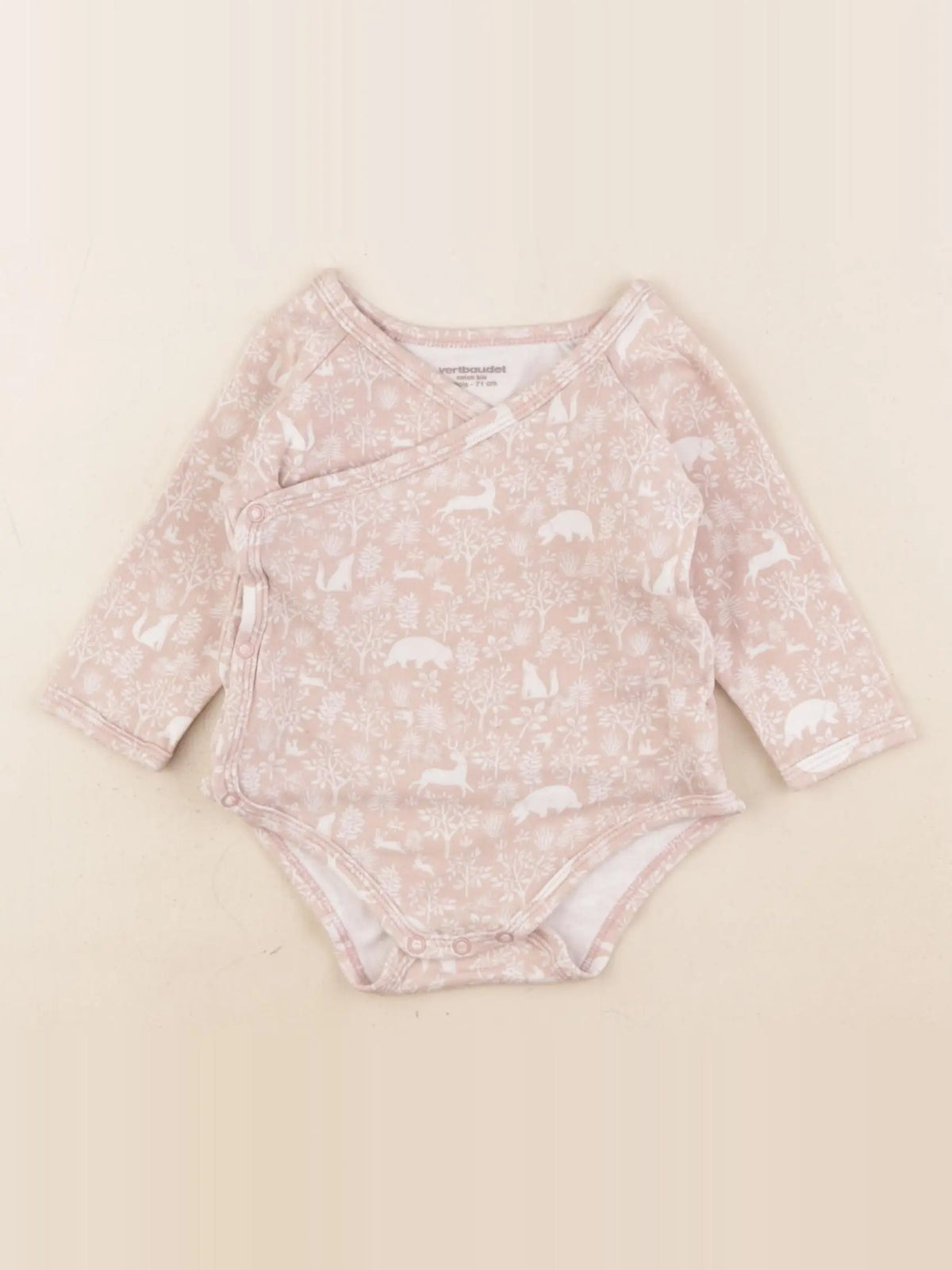 Vertbaudet - body blanc, rose - 9 mois