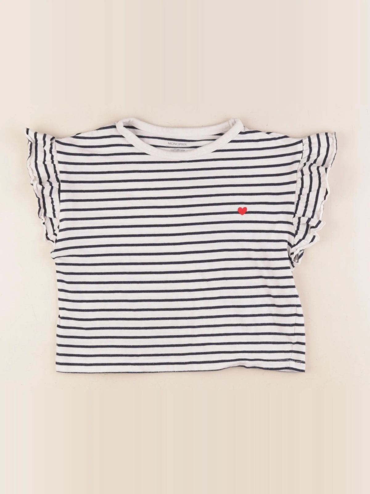 Monoprix - tee-shirt blanc, bleu - 8 ans