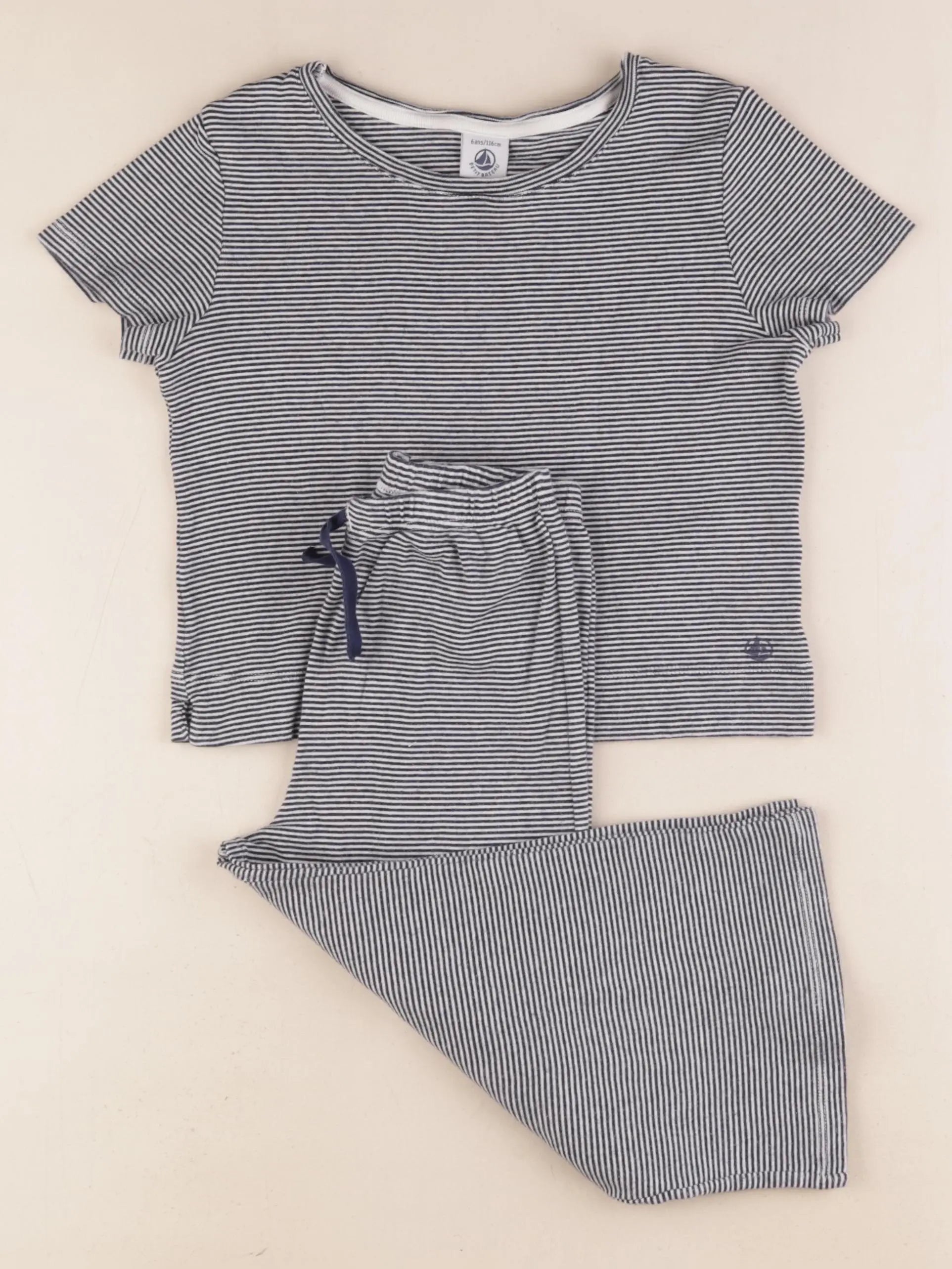 Petit Bateau - pyjama coton bleu, blanc - 6 ans