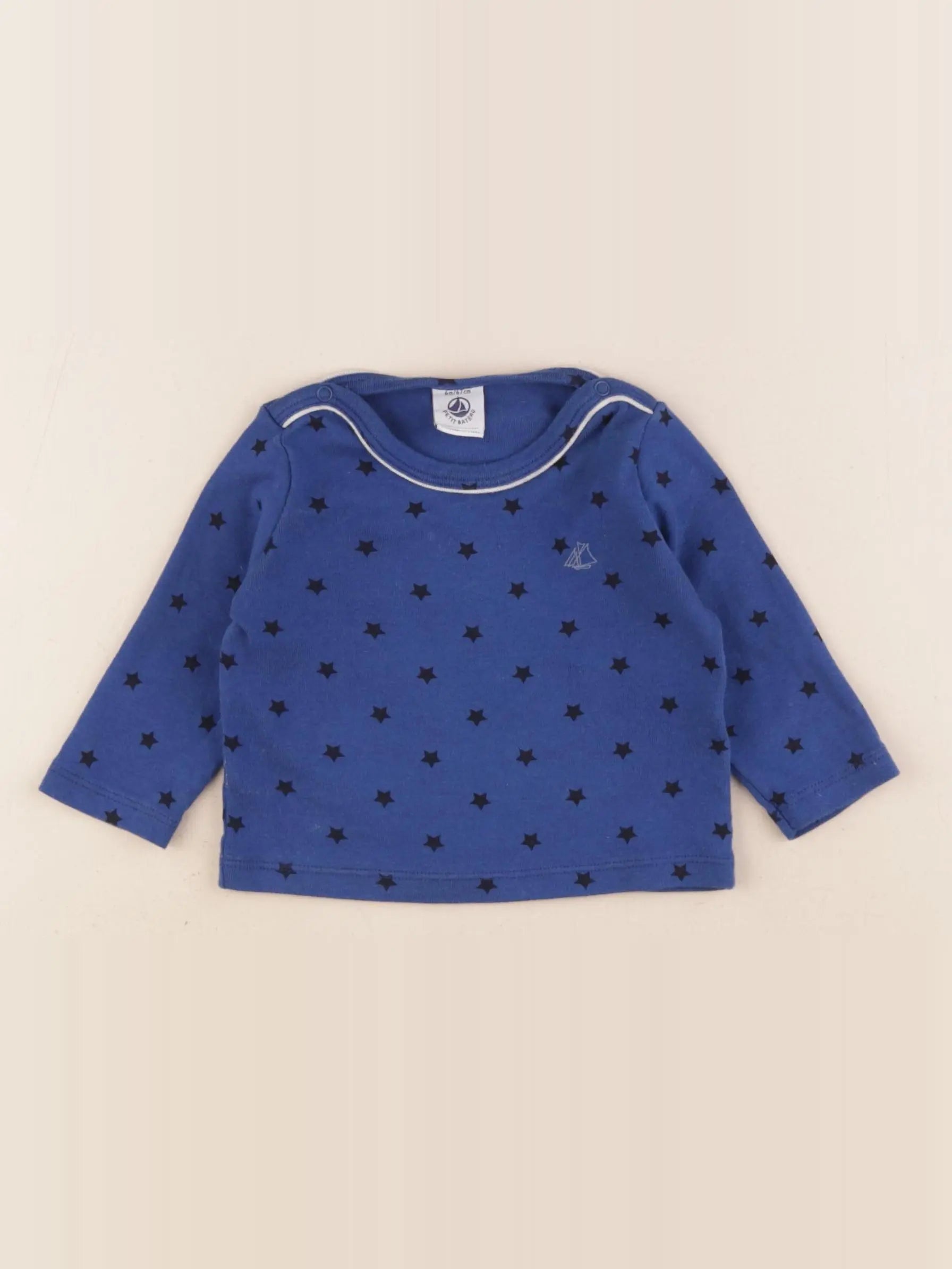 Petit Bateau - tee-shirt bleu - 6 mois