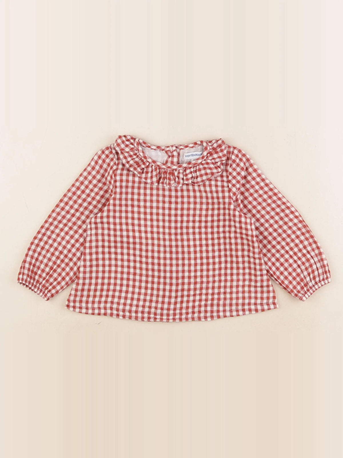 Vertbaudet - blouse beige, rouge - 18 mois