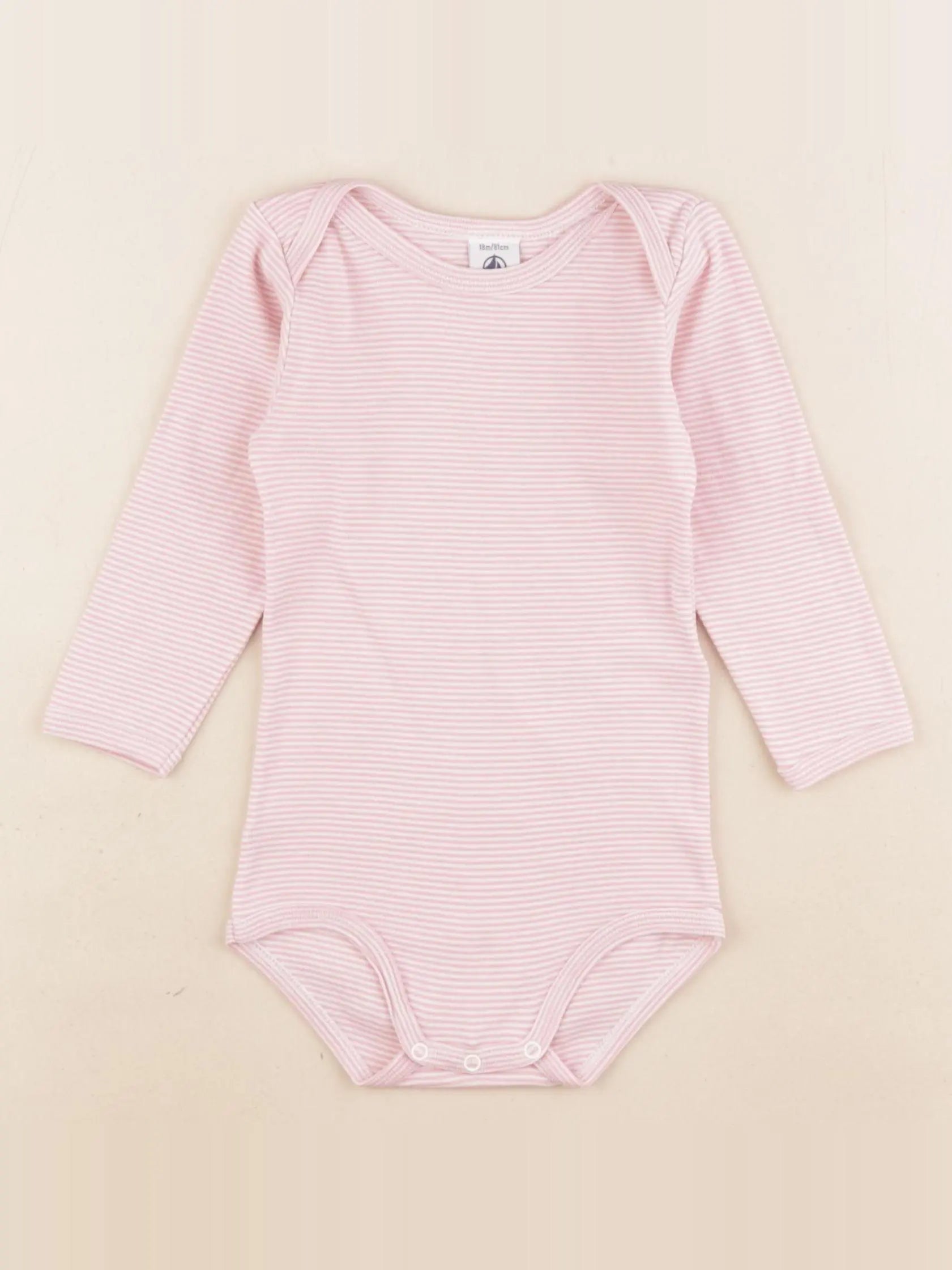 Petit Bateau - body blanc, rose - 18 mois