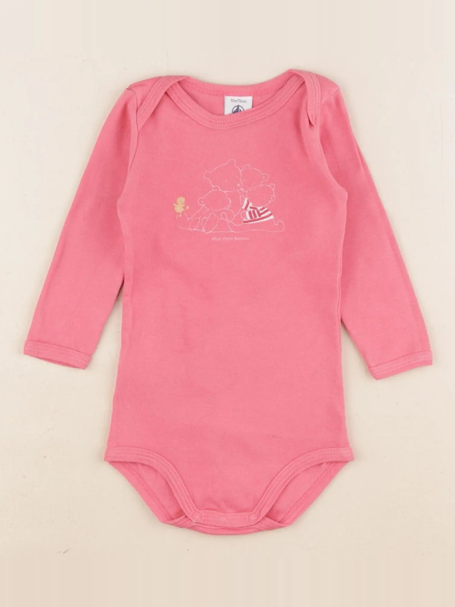 Petit Bateau - body rose - 12 mois
