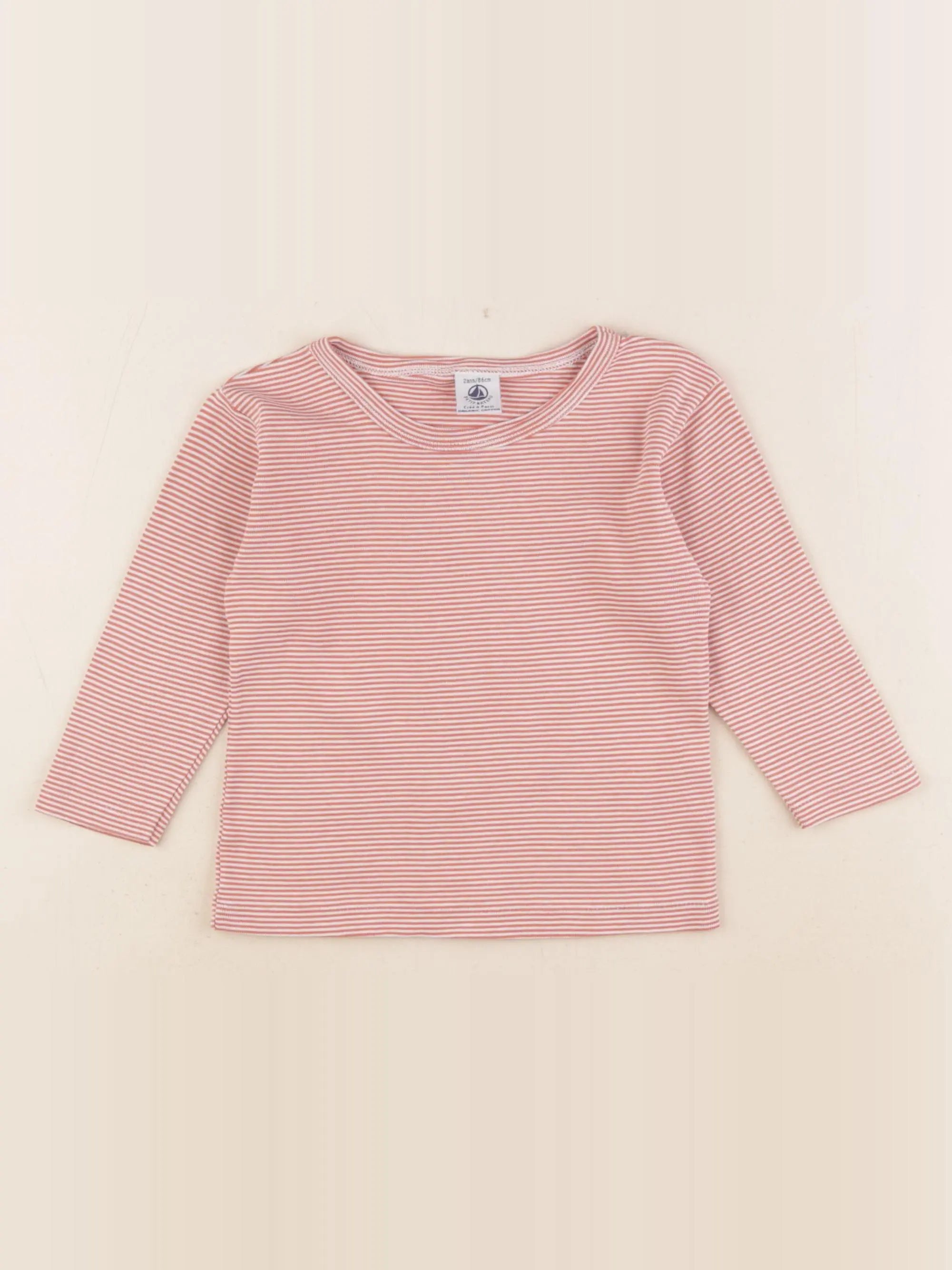 Petit Bateau - maillot de corps blanc, rouge - 2 ans