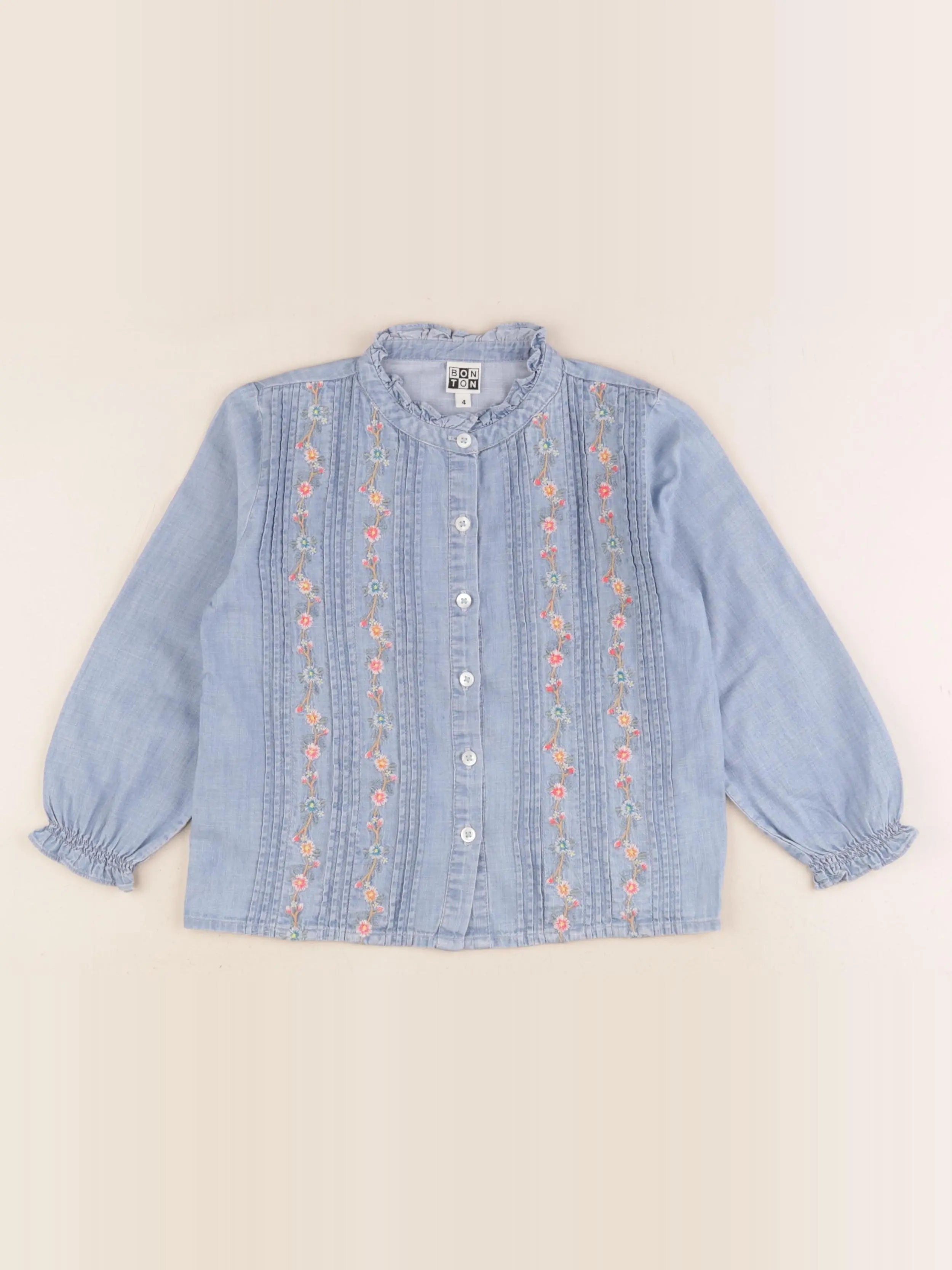 Bonton - blouse bleu - 4 ans