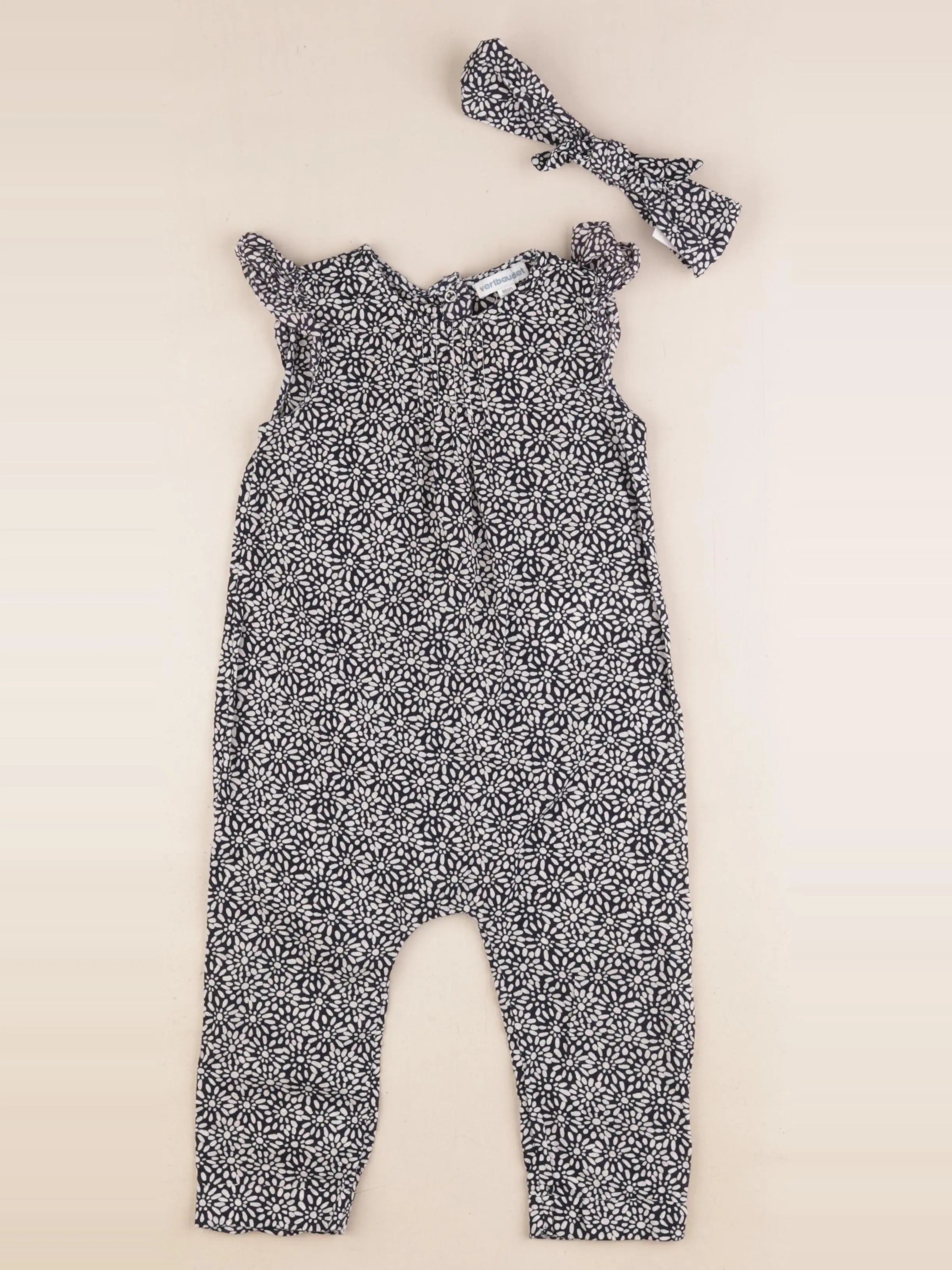 Vertbaudet - combinaison bleu, blanc - 2 ans
