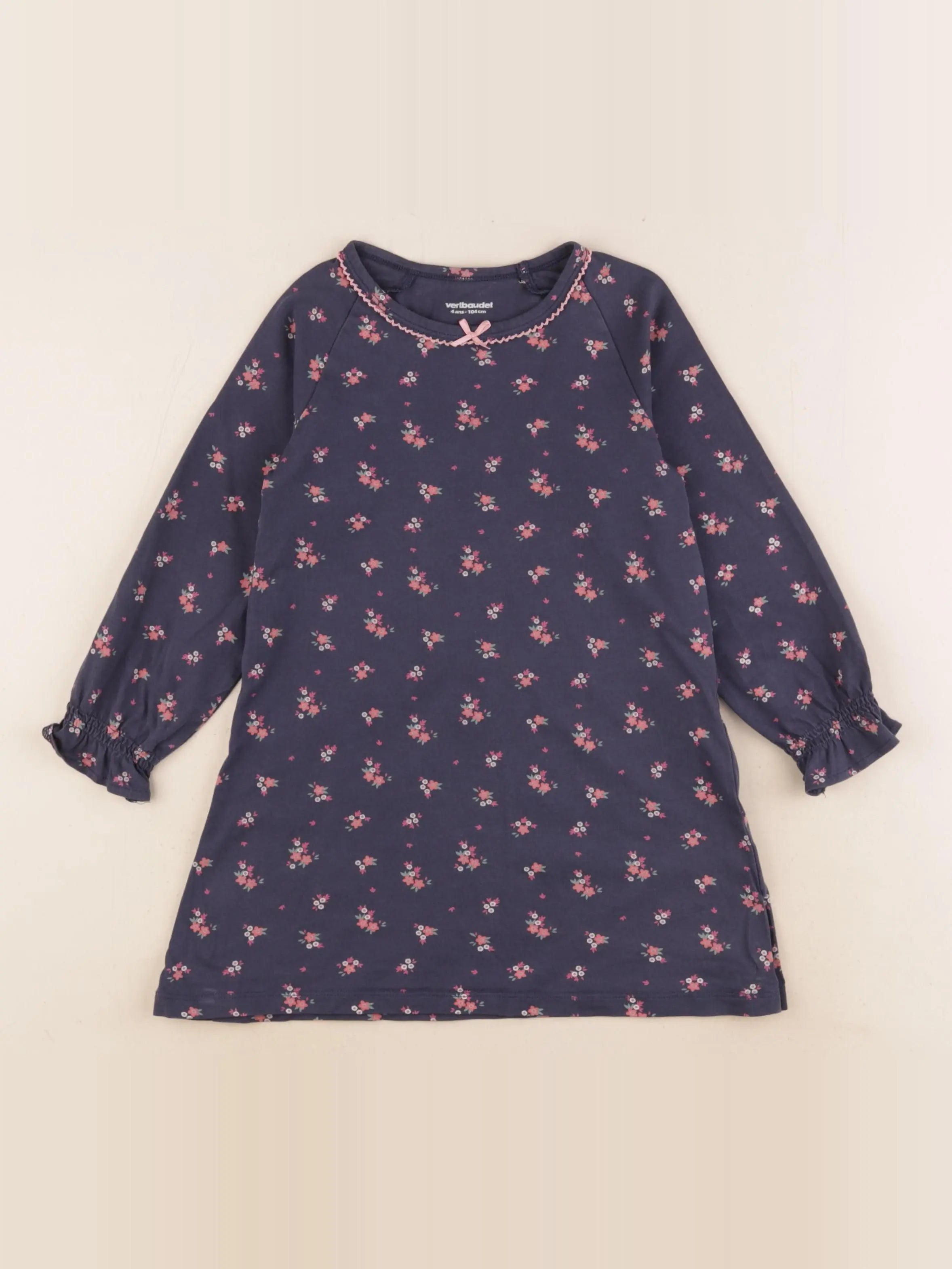Vertbaudet - chemise de nuit coton bleu - 4 ans