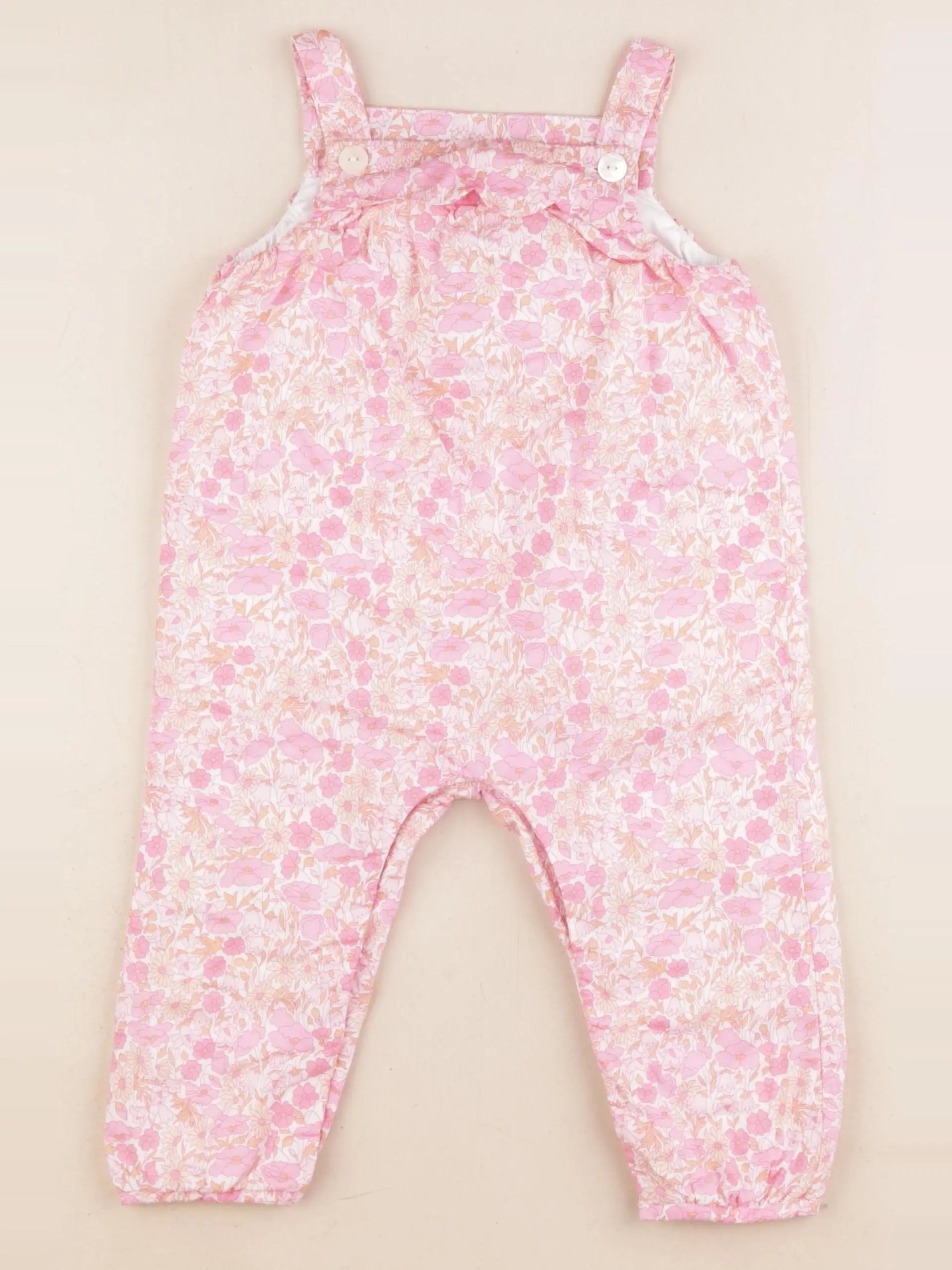 Jacadi - salopette doublé, liberty rose - 18 mois