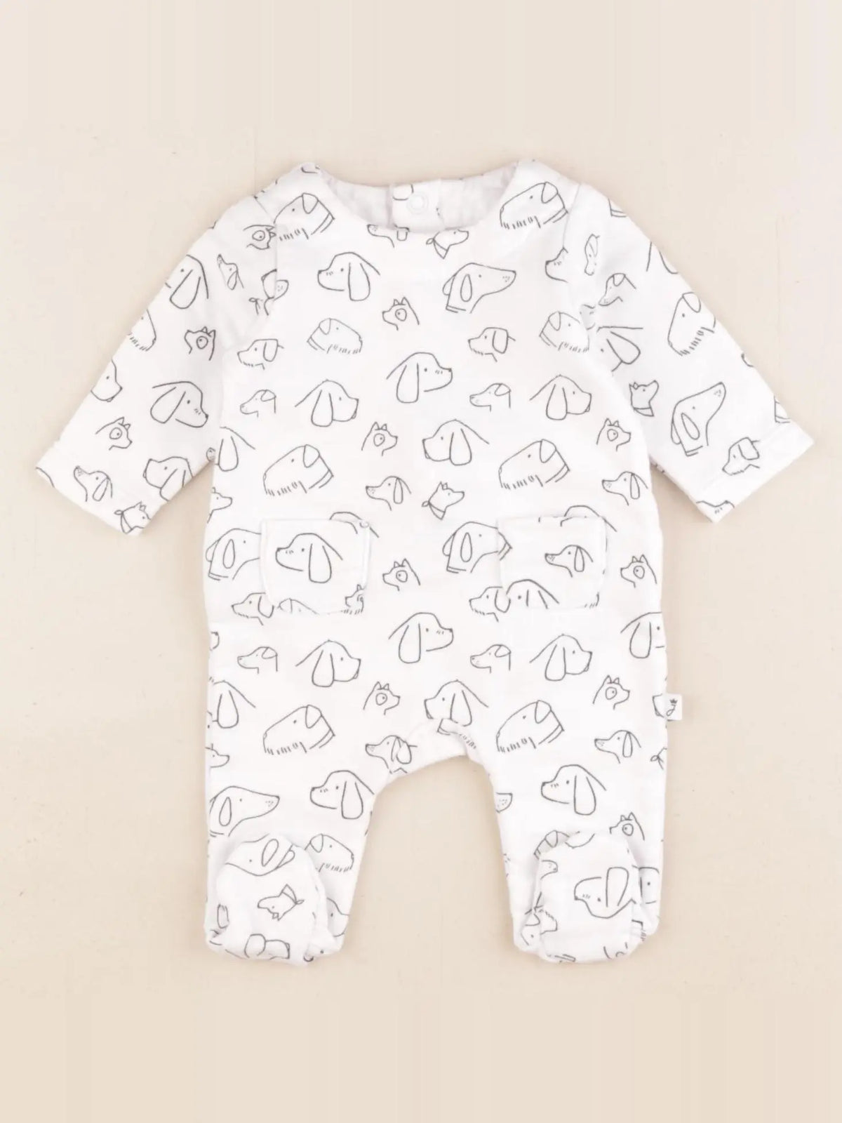 Jacadi - pyjama coton blanc, noir - 0 mois
