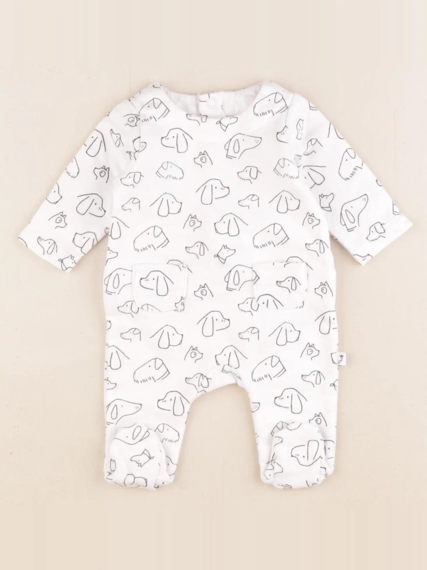 Jacadi - pyjama coton blanc, noir - 0 mois