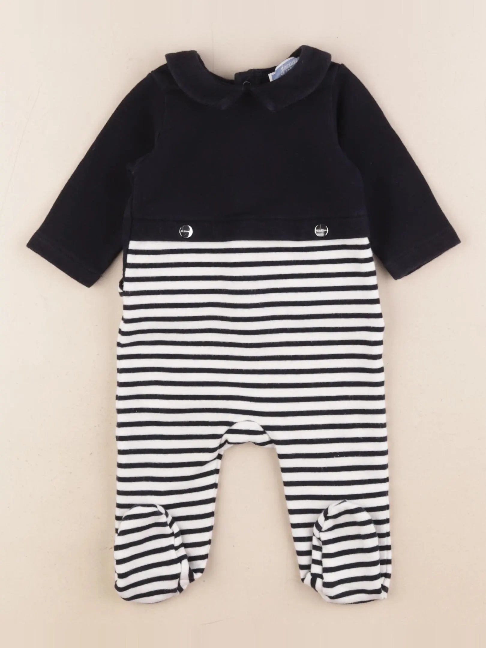 Jacadi - pyjama coton blanc, bleu - 3 mois