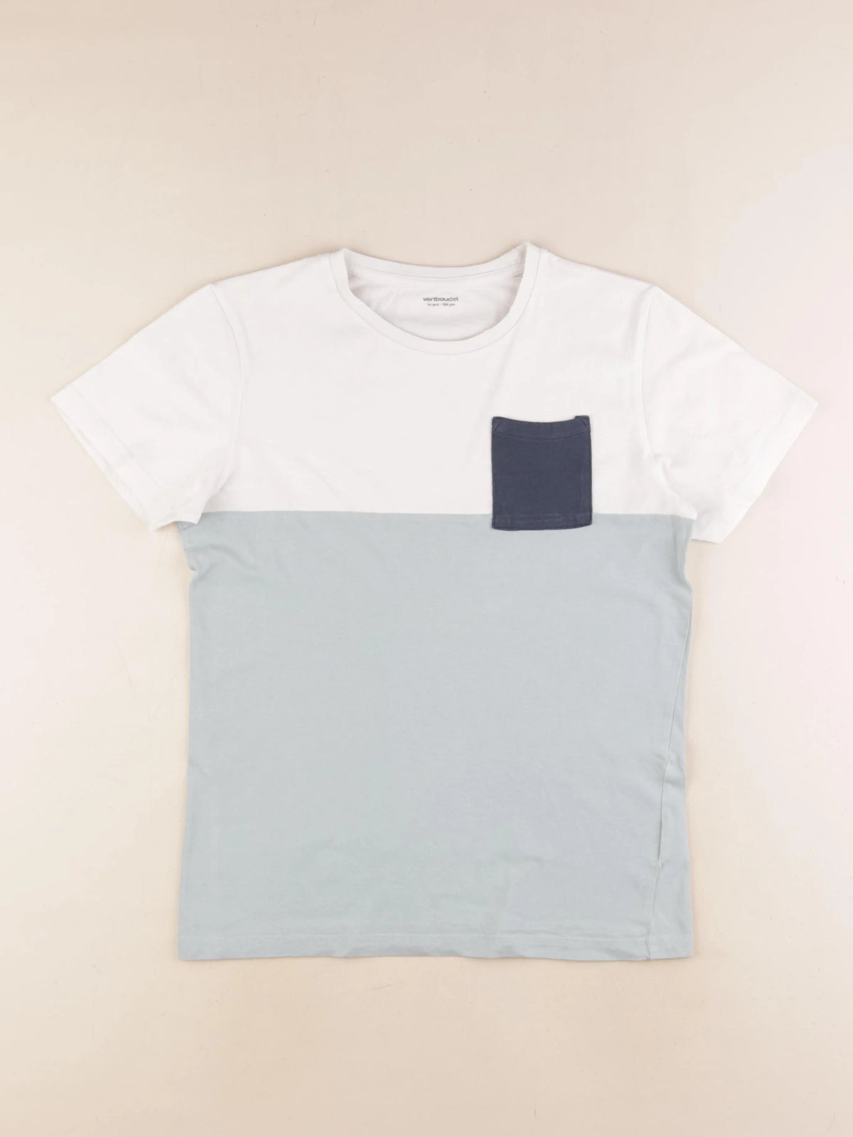 Vertbaudet - tee-shirt bleu, blanc - 14 ans