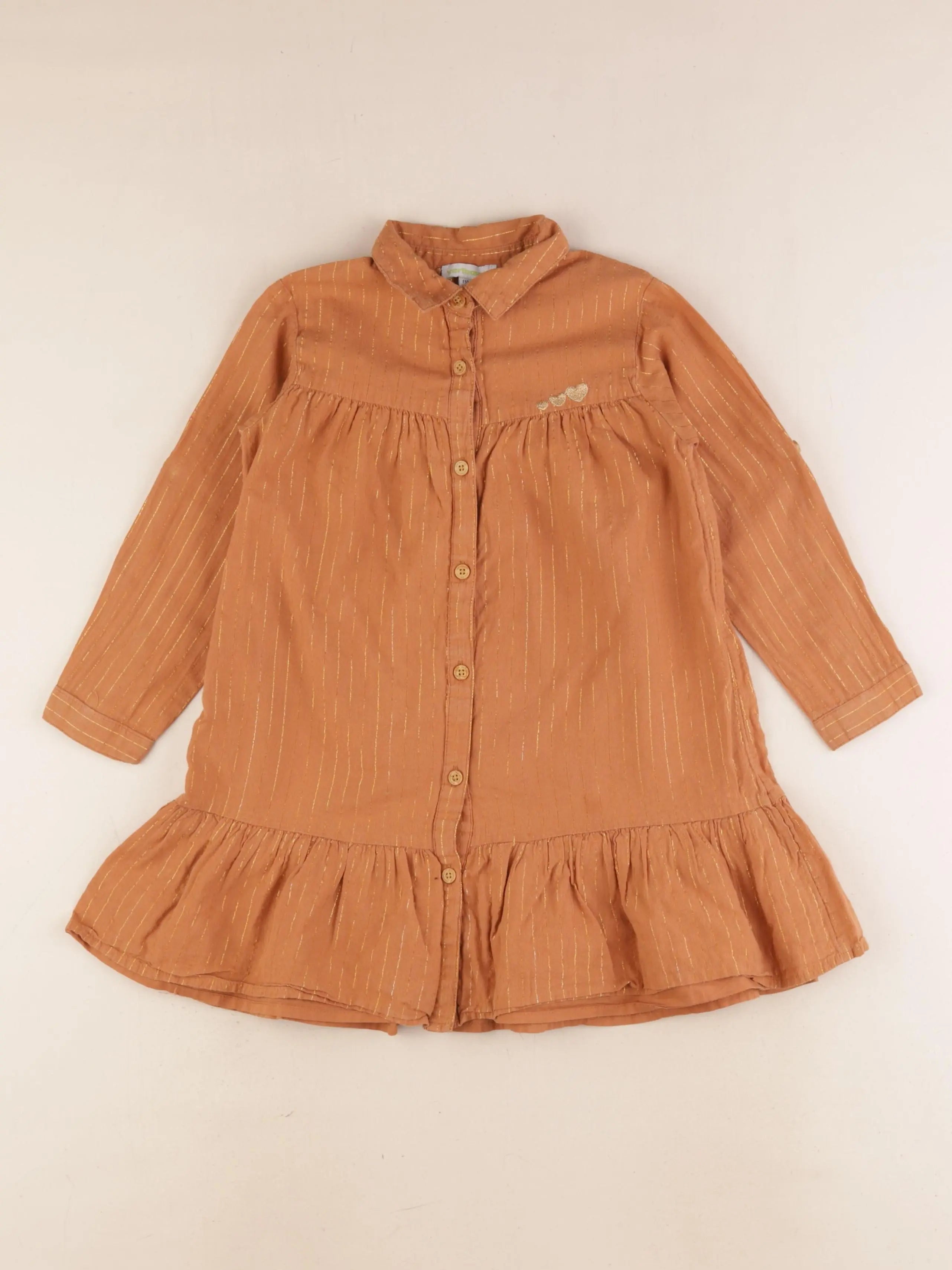 Vertbaudet - robe marron, or - 5 ans