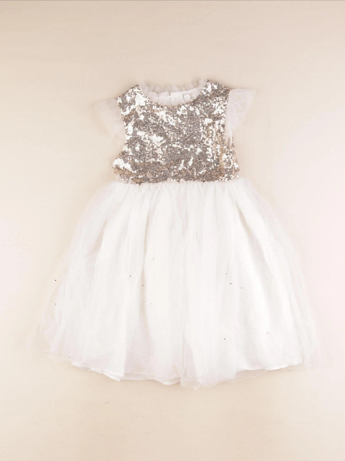 Vertbaudet - robe beige, or - 6 ans
