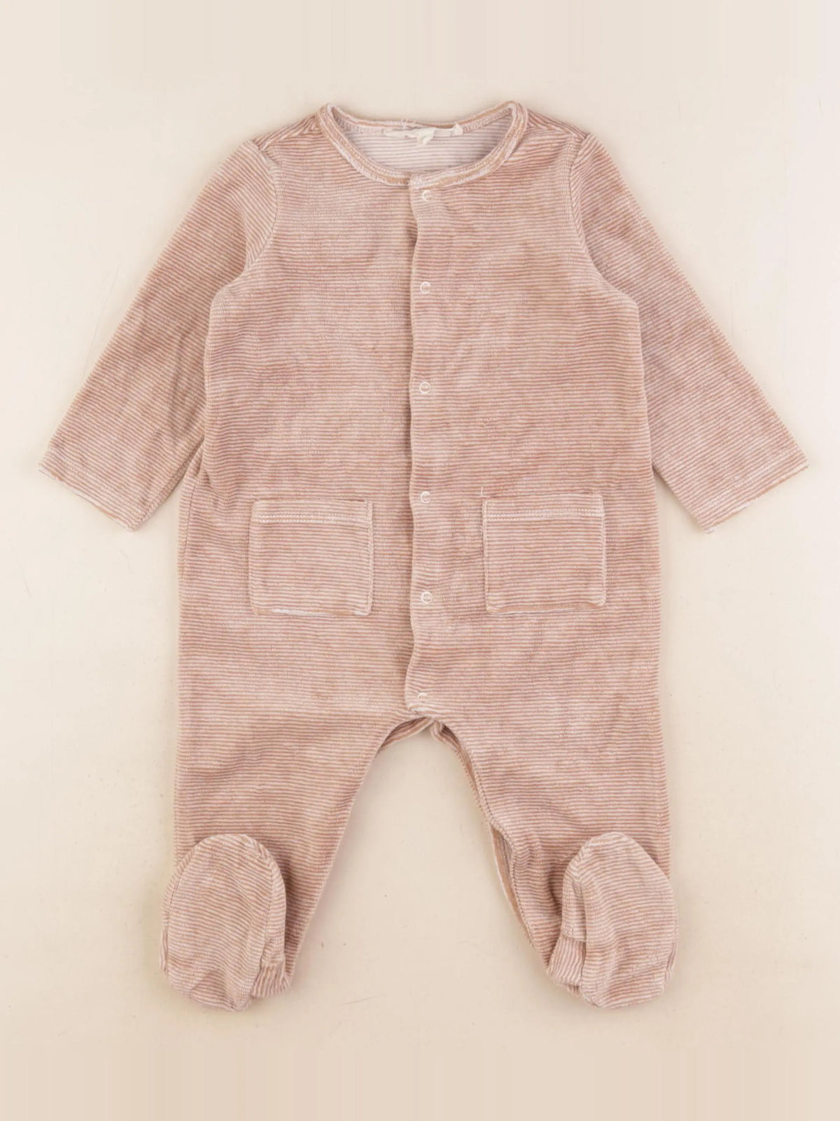Little Cigogne - pyjama velours beige - 12 mois