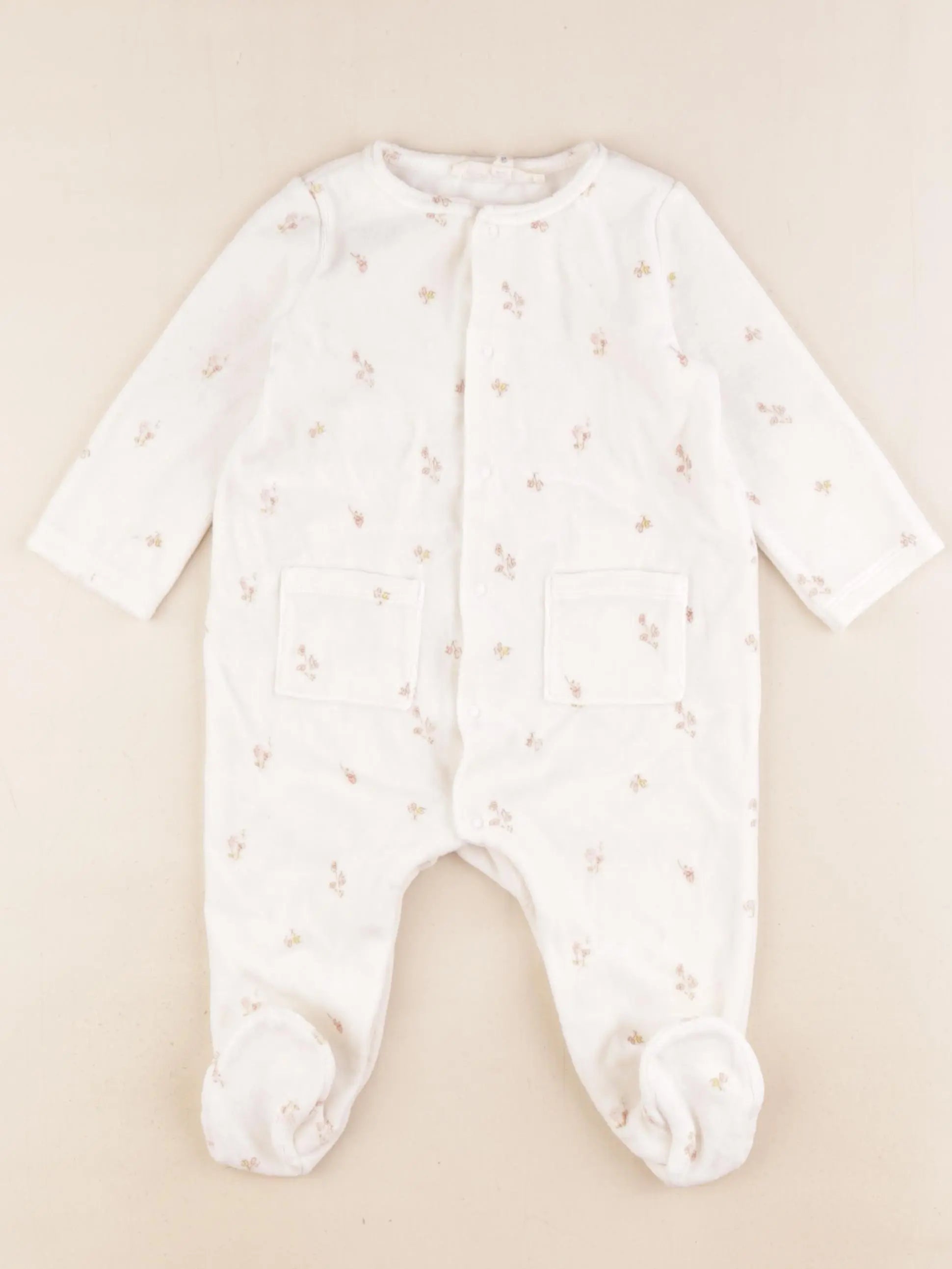 Little Cigogne - pyjama velours blanc - 12 mois