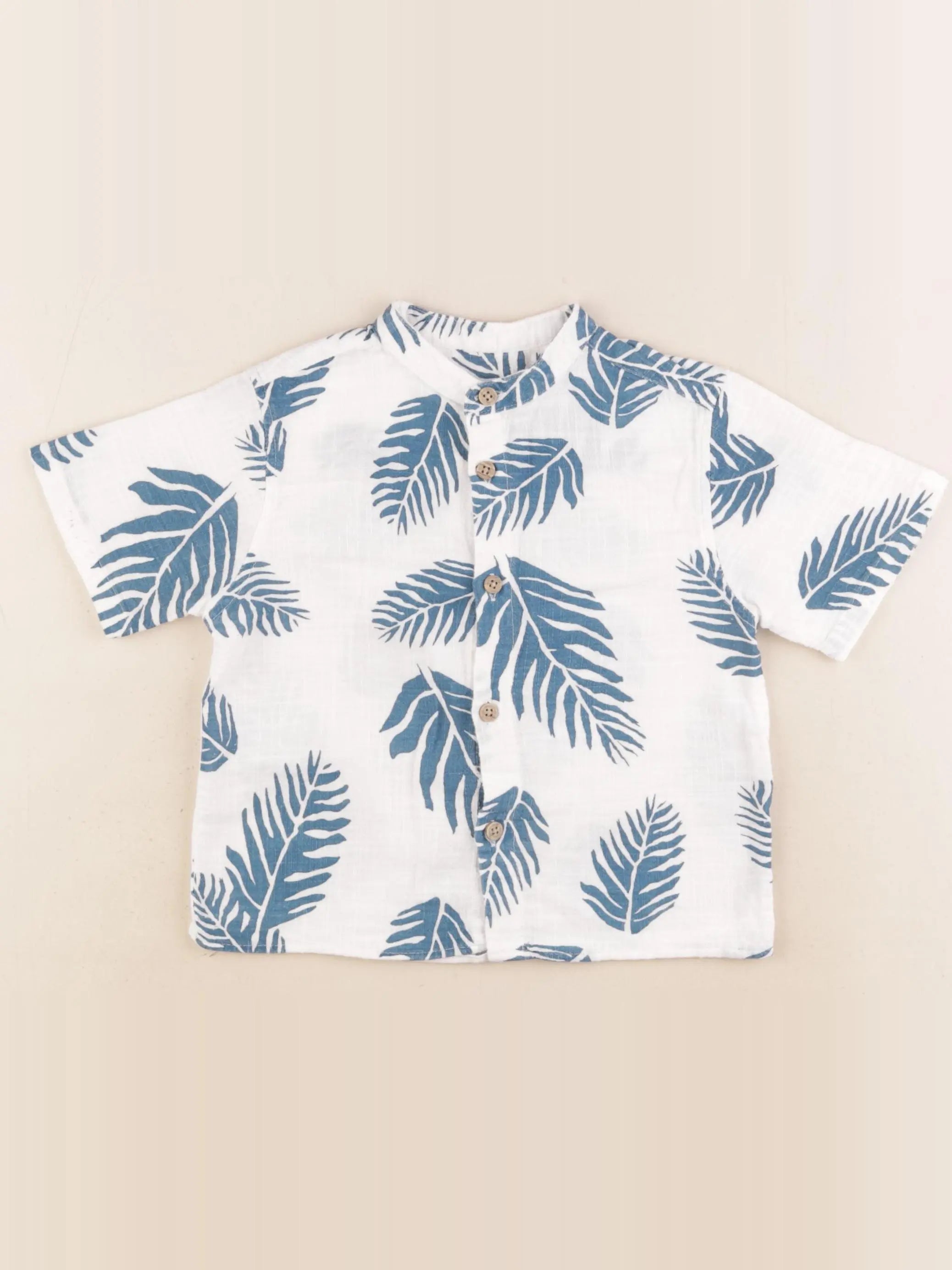 Zara - chemise blanc, bleu - 12/18 mois
