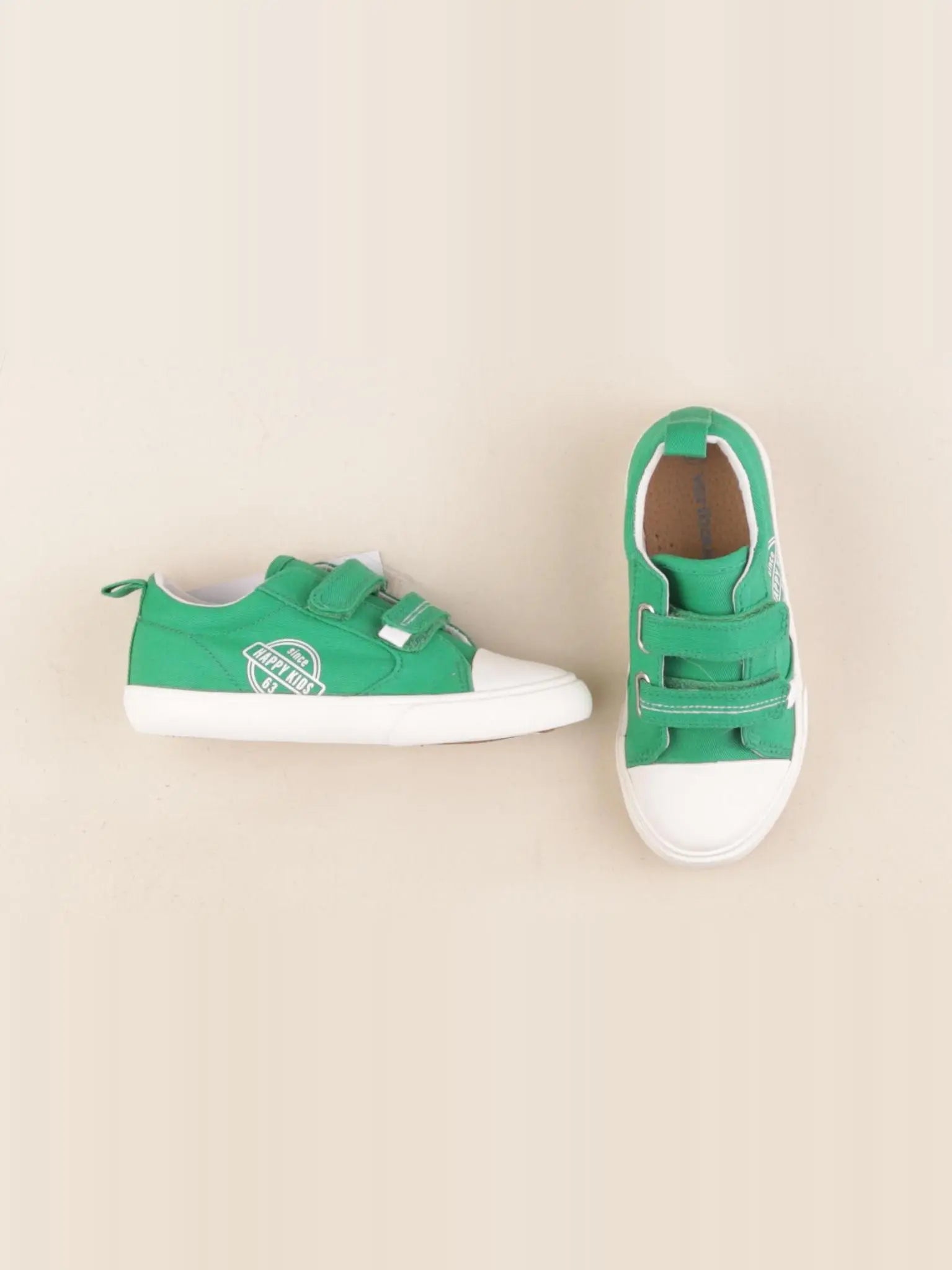 Vertbaudet - tennis à scratch/ lacets vert - pointure 27
