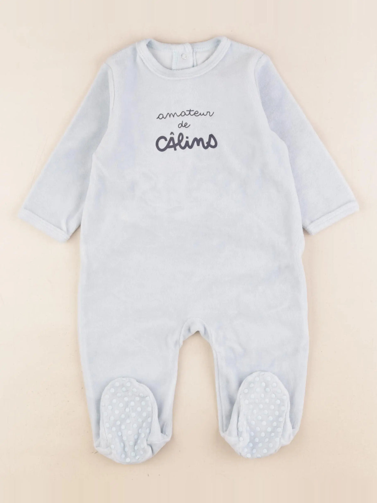 Vertbaudet - pyjama velours bleu - 9 mois