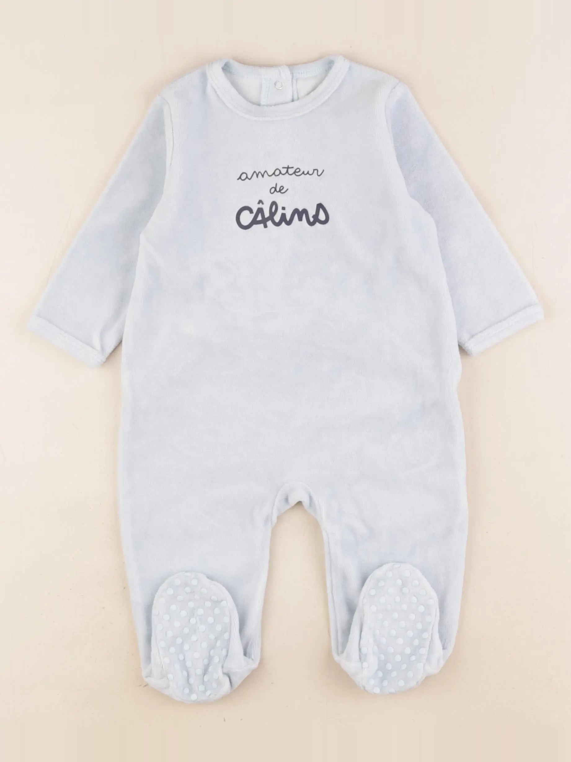 Vertbaudet - pyjama velours bleu - 9 mois