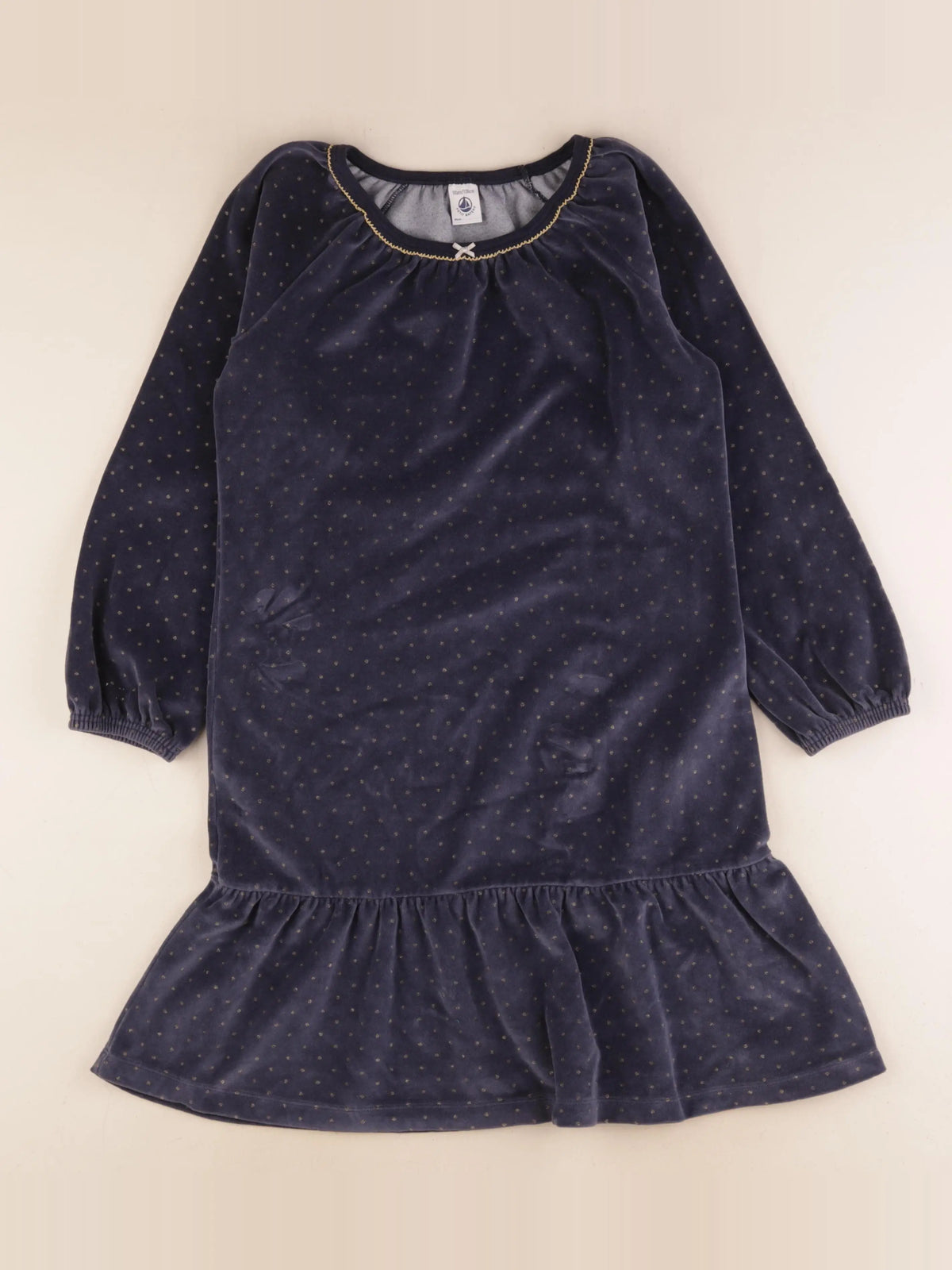 Petit Bateau - chemise de nuit velours bleu, or - 10 ans