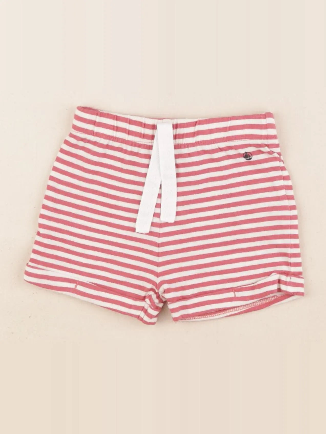 Petit Bateau - short blanc, rouge - 1 an
