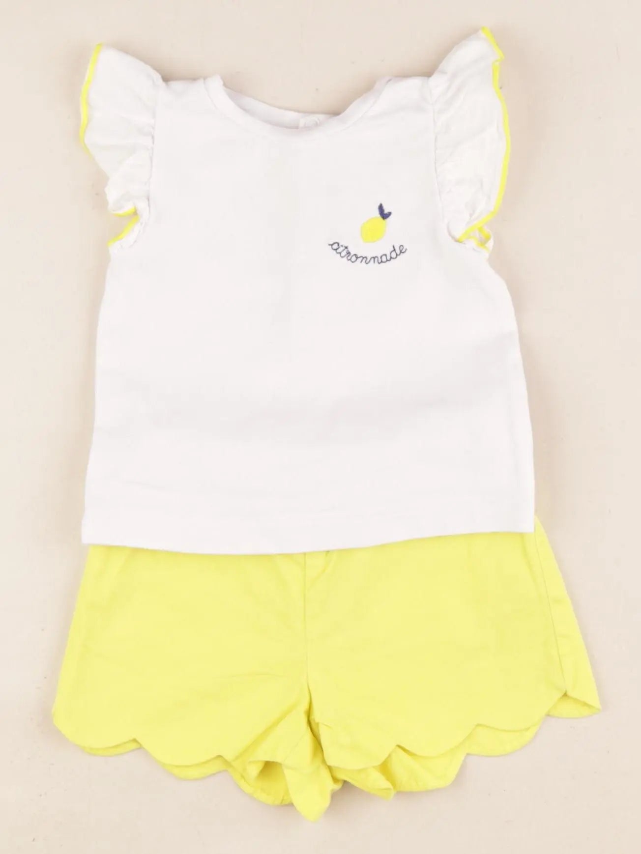 Jacadi - ensemble blanc, jaune - 6 mois