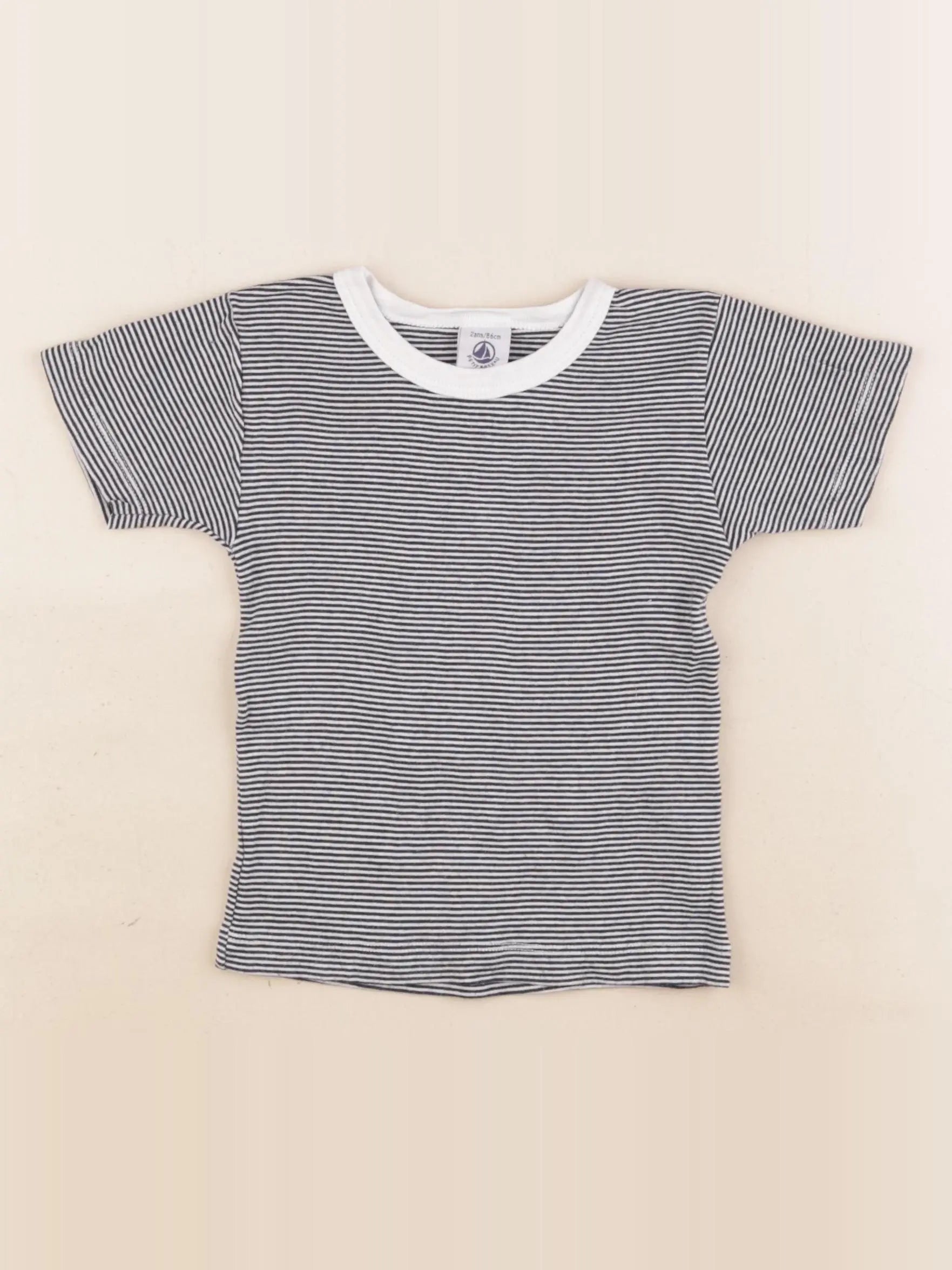 Petit Bateau - maillot de corps bleu, blanc - 2 ans